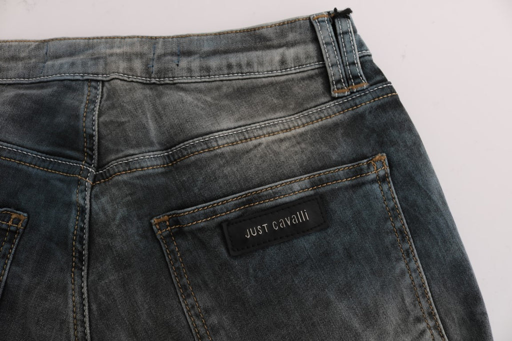 Jean slim Cavalli en coton mélangé bleu délavé