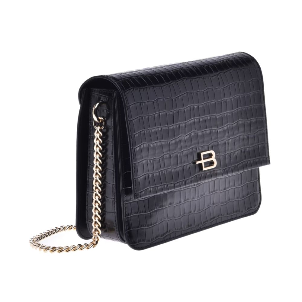 Sac bandoulière Baldinini Trend en cuir de veau noir pour femme