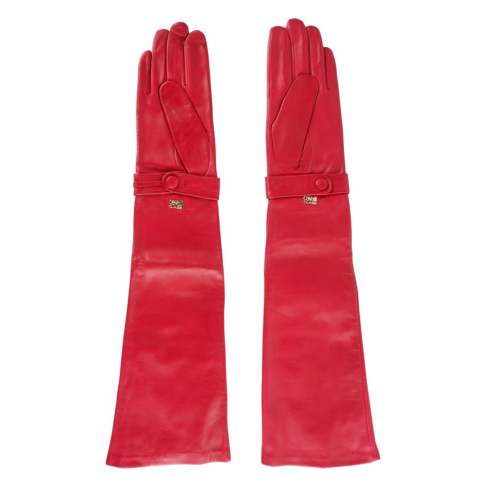 Gants Cavalli Class en cuir d'agneau rouge pour femme