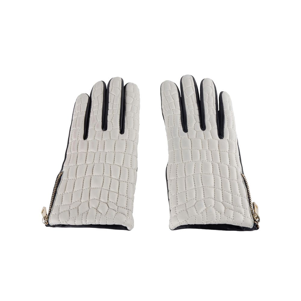 Gants Cavalli Class en cuir d'agneau gris pour femme