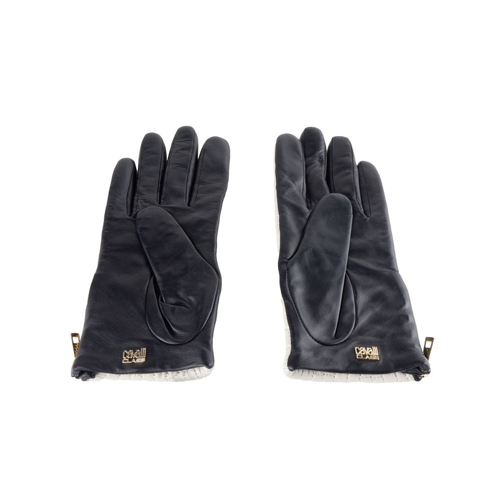 Gants Cavalli Class en cuir d'agneau gris pour femme
