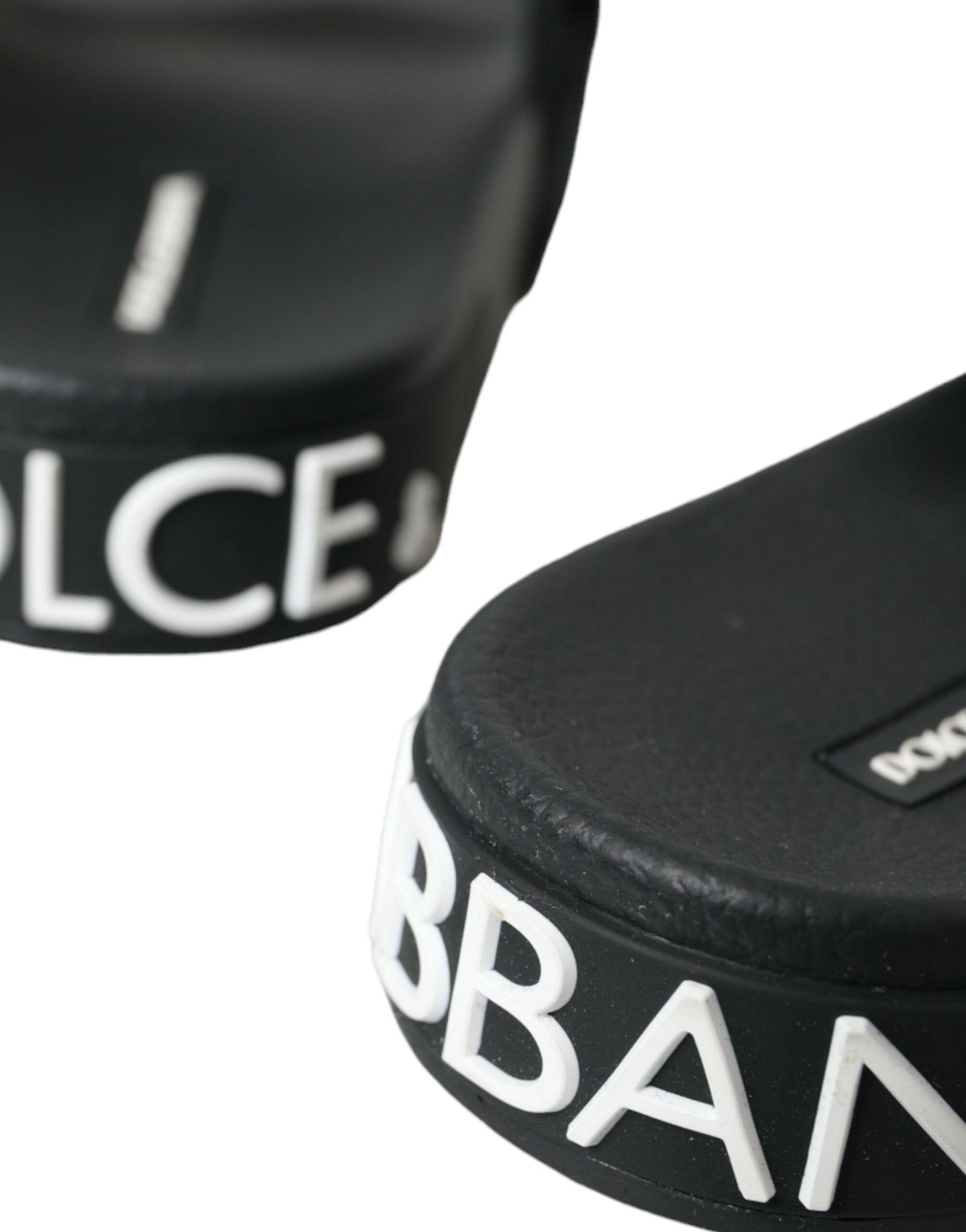 Claquettes plates en néoprène noir Dolce &amp; Gabbana, chaussures de plage