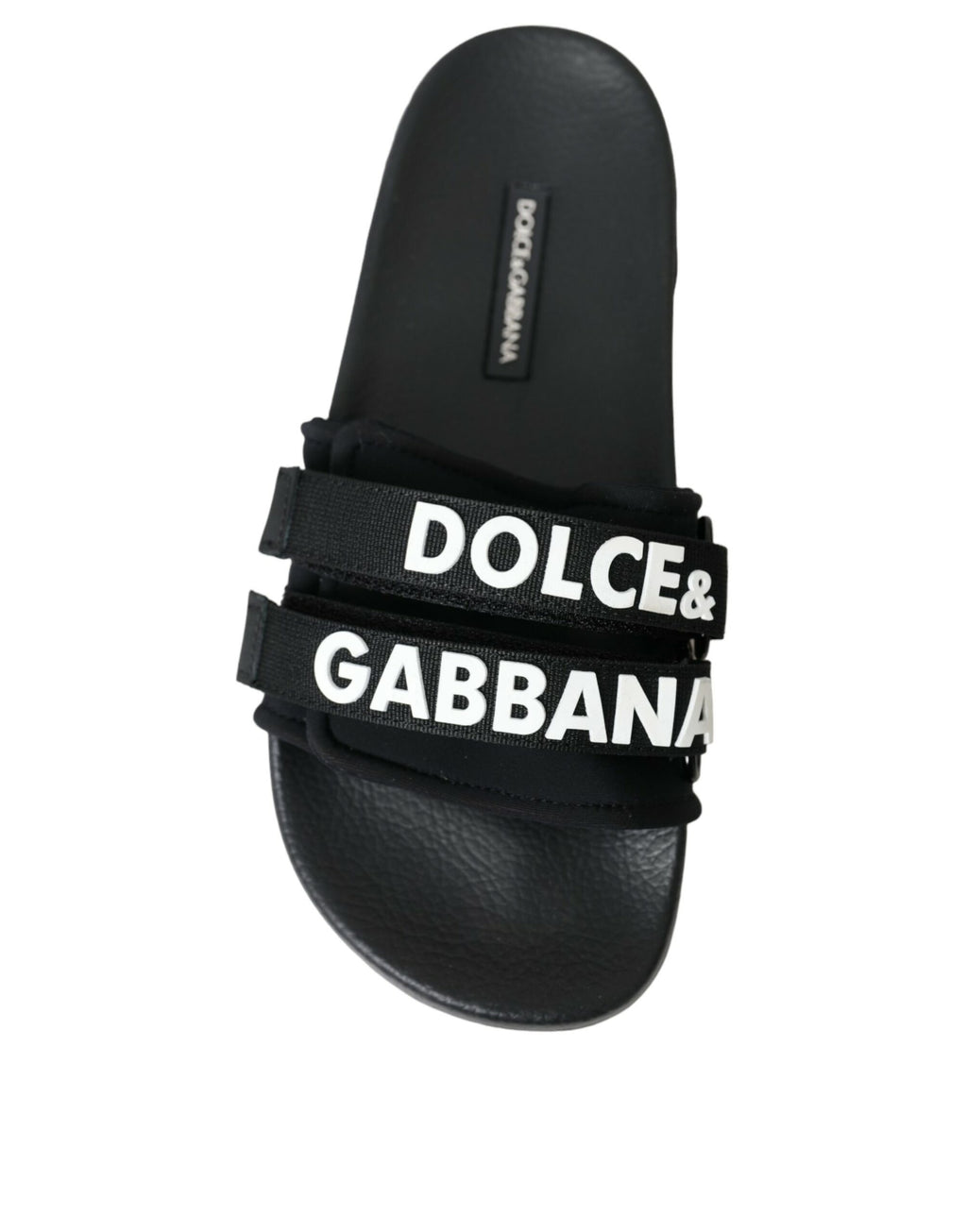 Claquettes plates en néoprène noir Dolce &amp; Gabbana, chaussures de plage