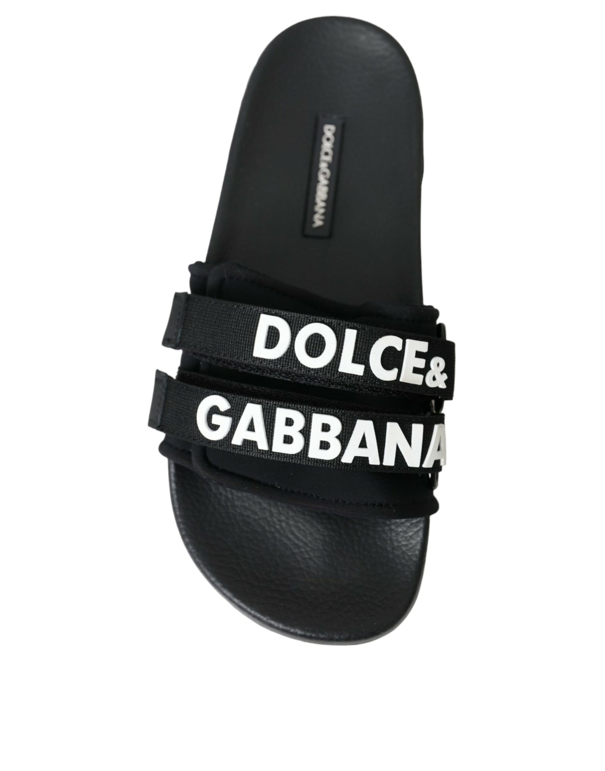 Claquettes plates en néoprène noir Dolce &amp; Gabbana, chaussures de plage