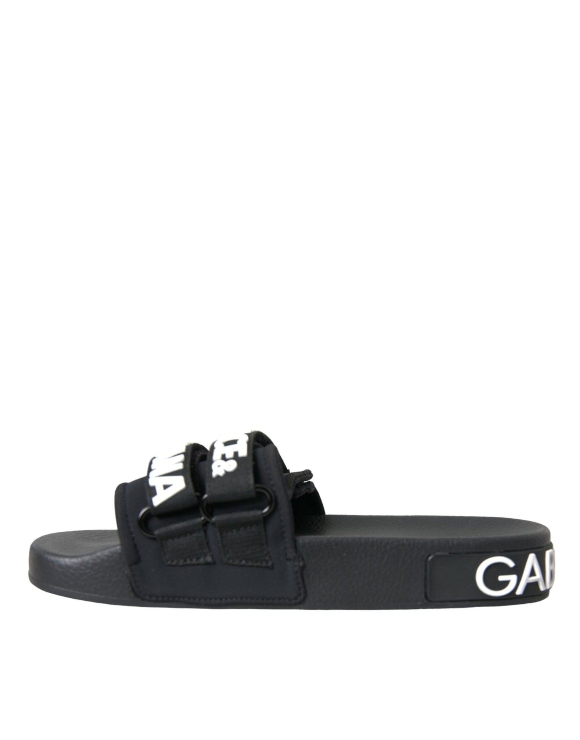 Claquettes plates en néoprène noir Dolce &amp; Gabbana, chaussures de plage