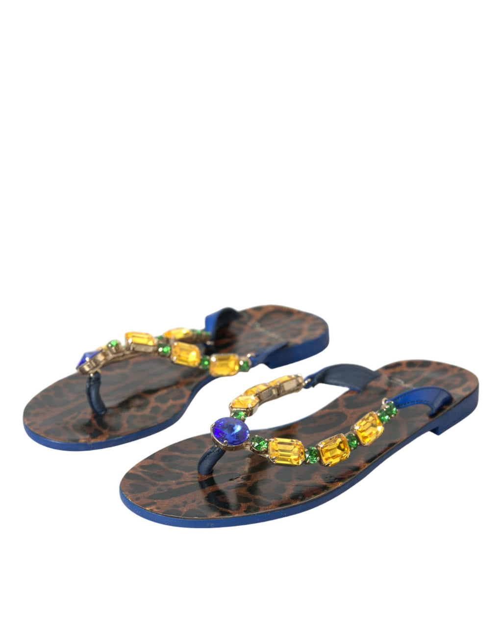 Chaussures de plage Dolce &amp; Gabbana en cuir de veau bleu cristal