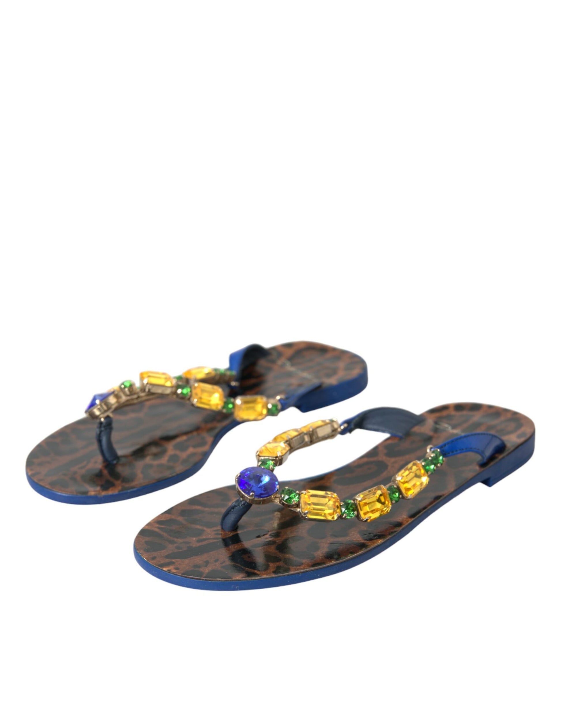 Chaussures de plage Dolce &amp; Gabbana en cuir de veau bleu cristal