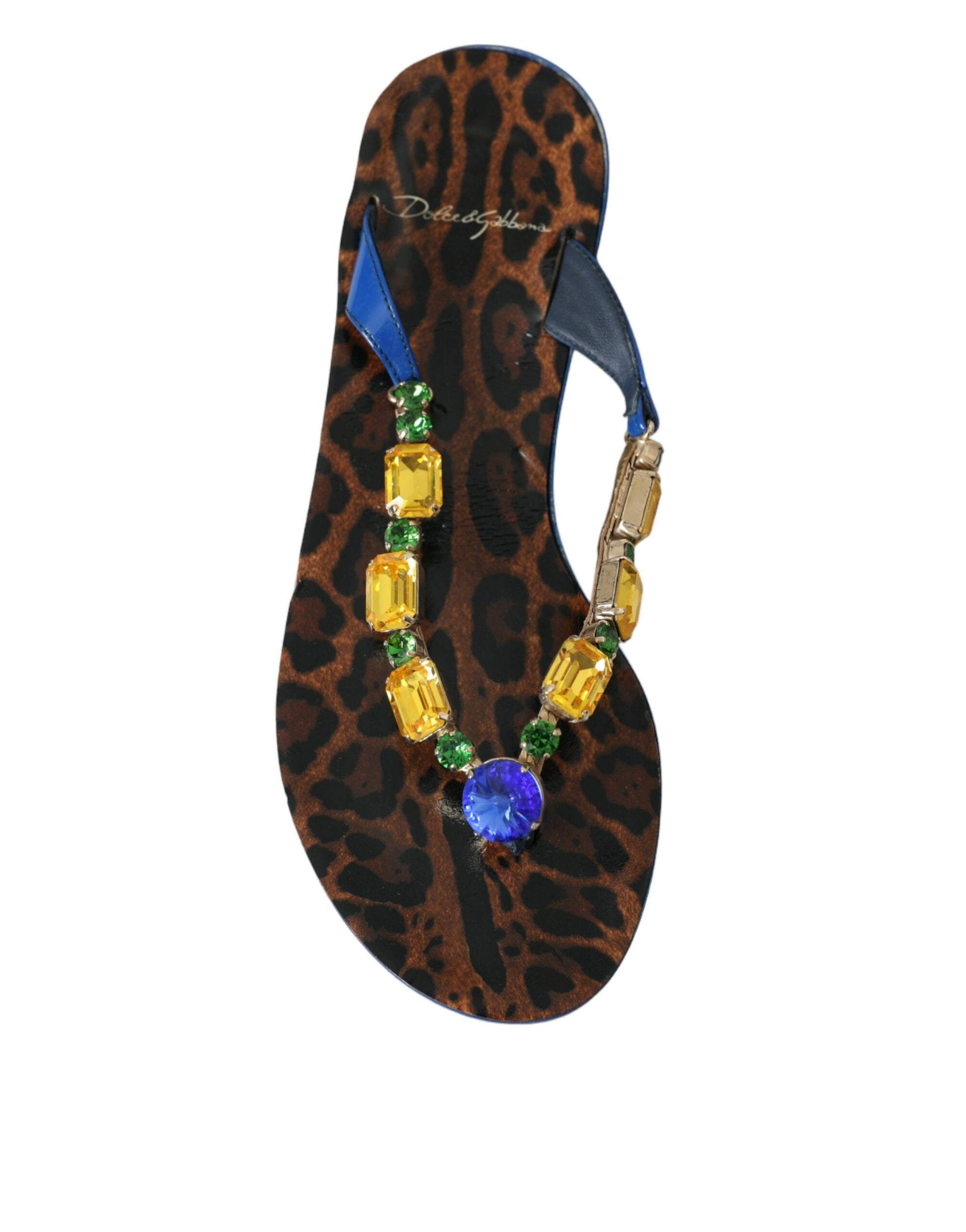 Chaussures de plage Dolce &amp; Gabbana en cuir de veau bleu cristal