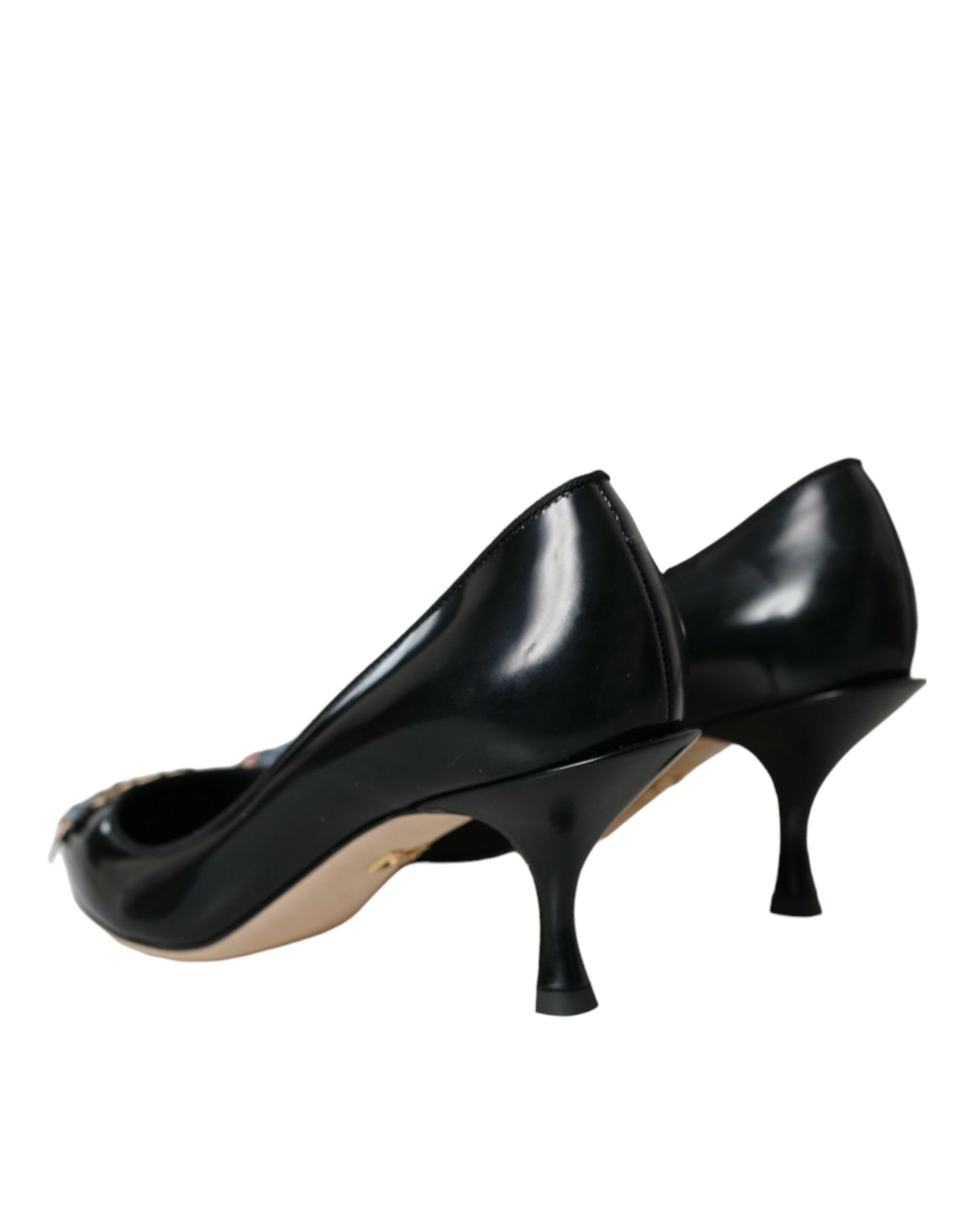 Escarpins à talons en cuir noir Dolce &amp; Gabbana BOOM Patch