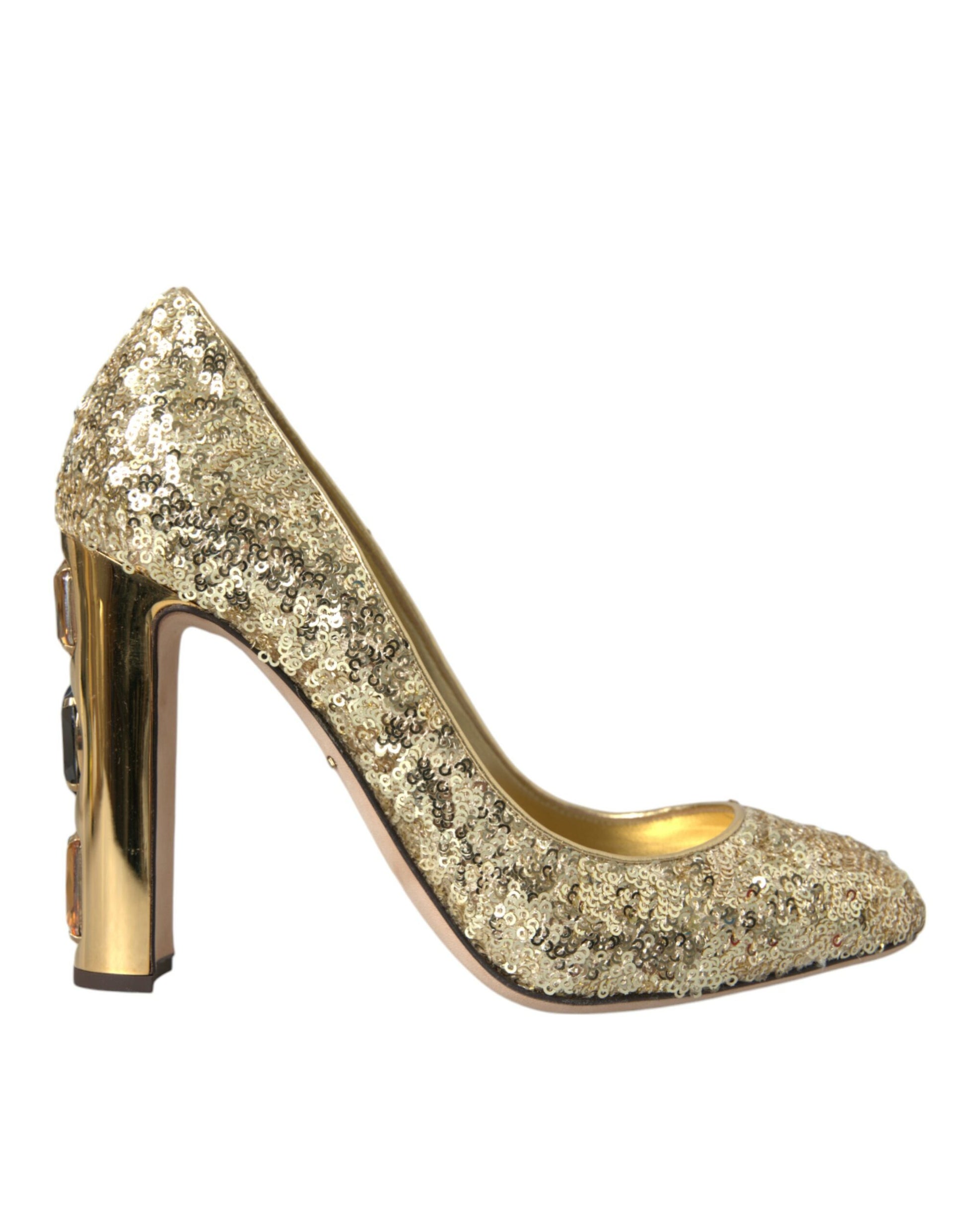 Escarpins à talons et paillettes dorées Dolce &amp; Gabbana