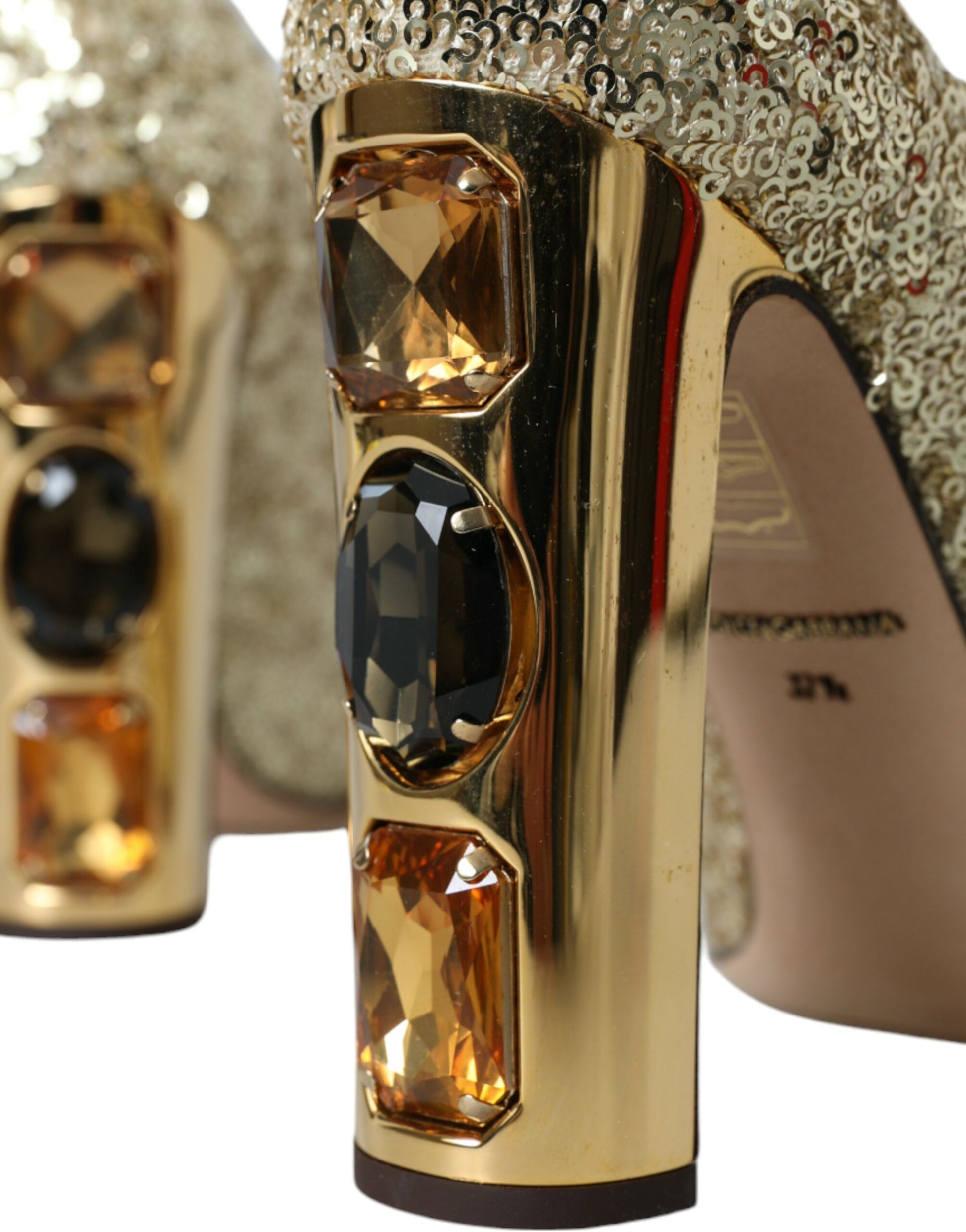Escarpins à talons et paillettes dorées Dolce &amp; Gabbana