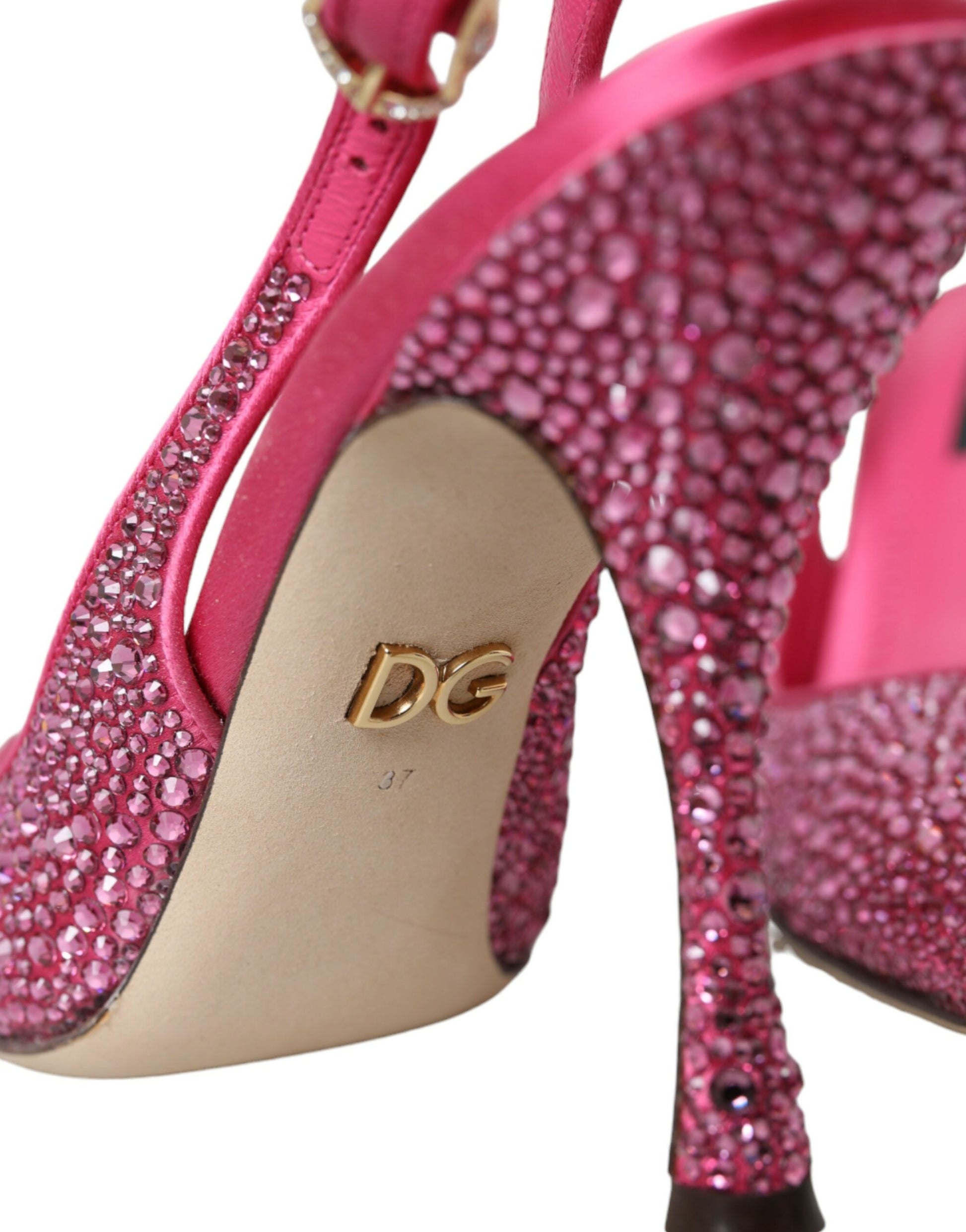 Escarpins Dolce &amp; Gabbana roses à brides arrière et cristaux