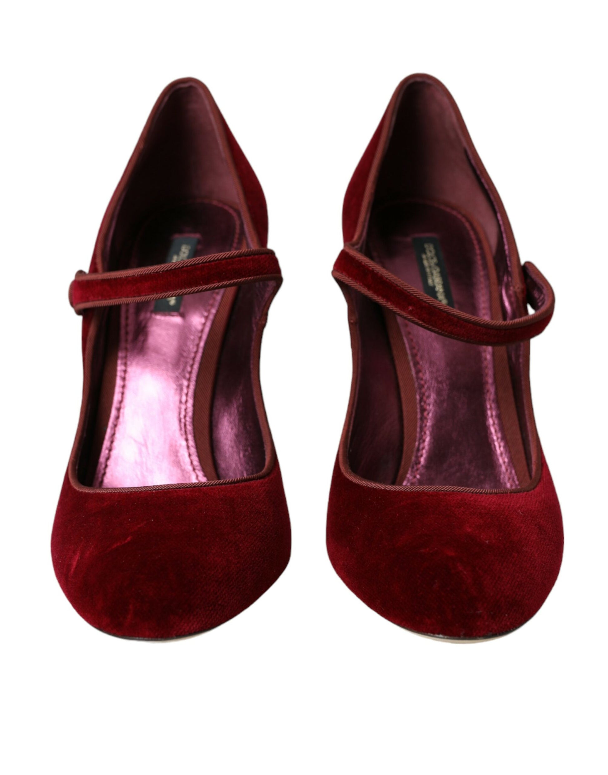 Chaussures Mary Jane Dolce &amp; Gabbana en velours rouge et cristaux dorés