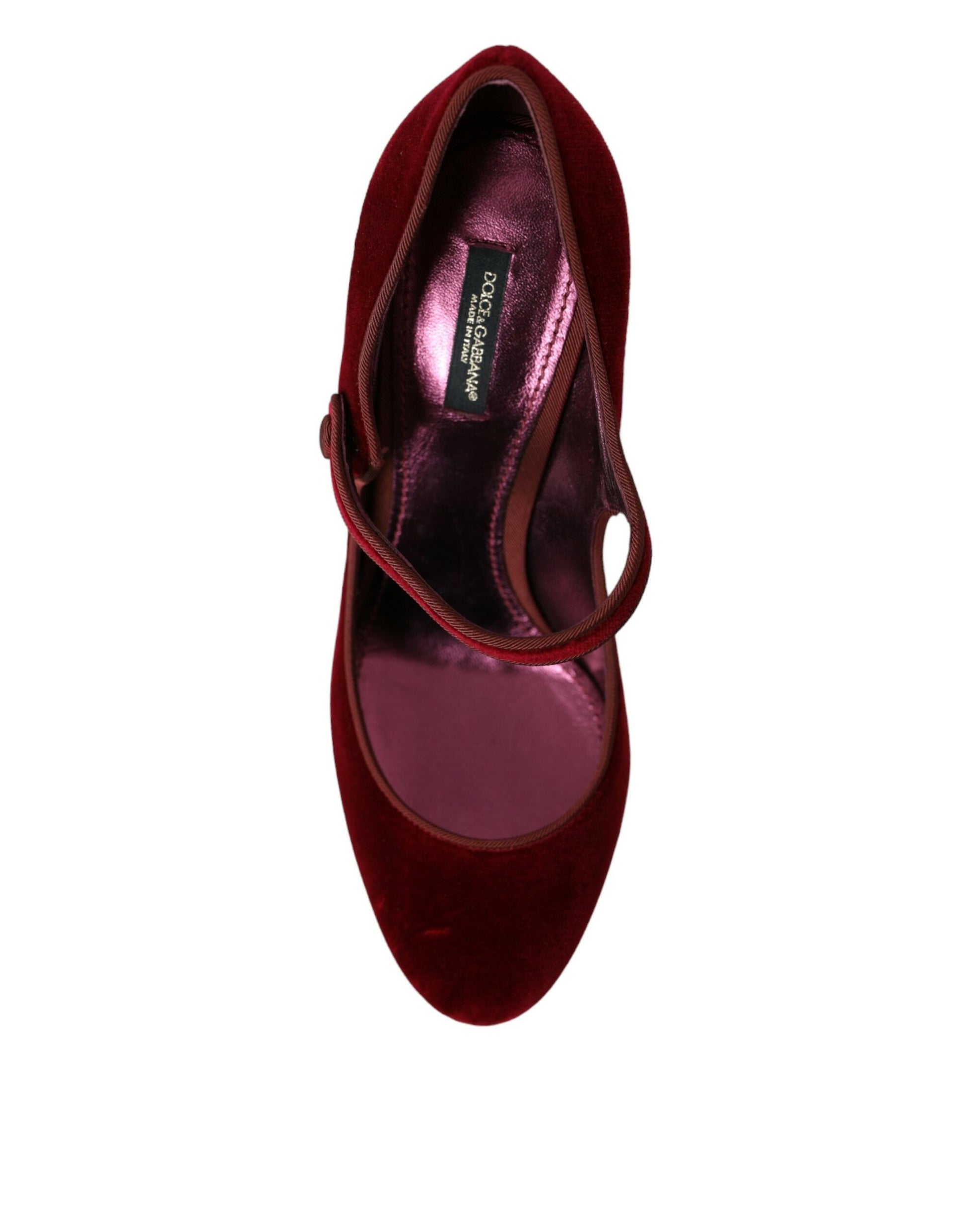 Chaussures Mary Jane Dolce &amp; Gabbana en velours rouge et cristaux dorés