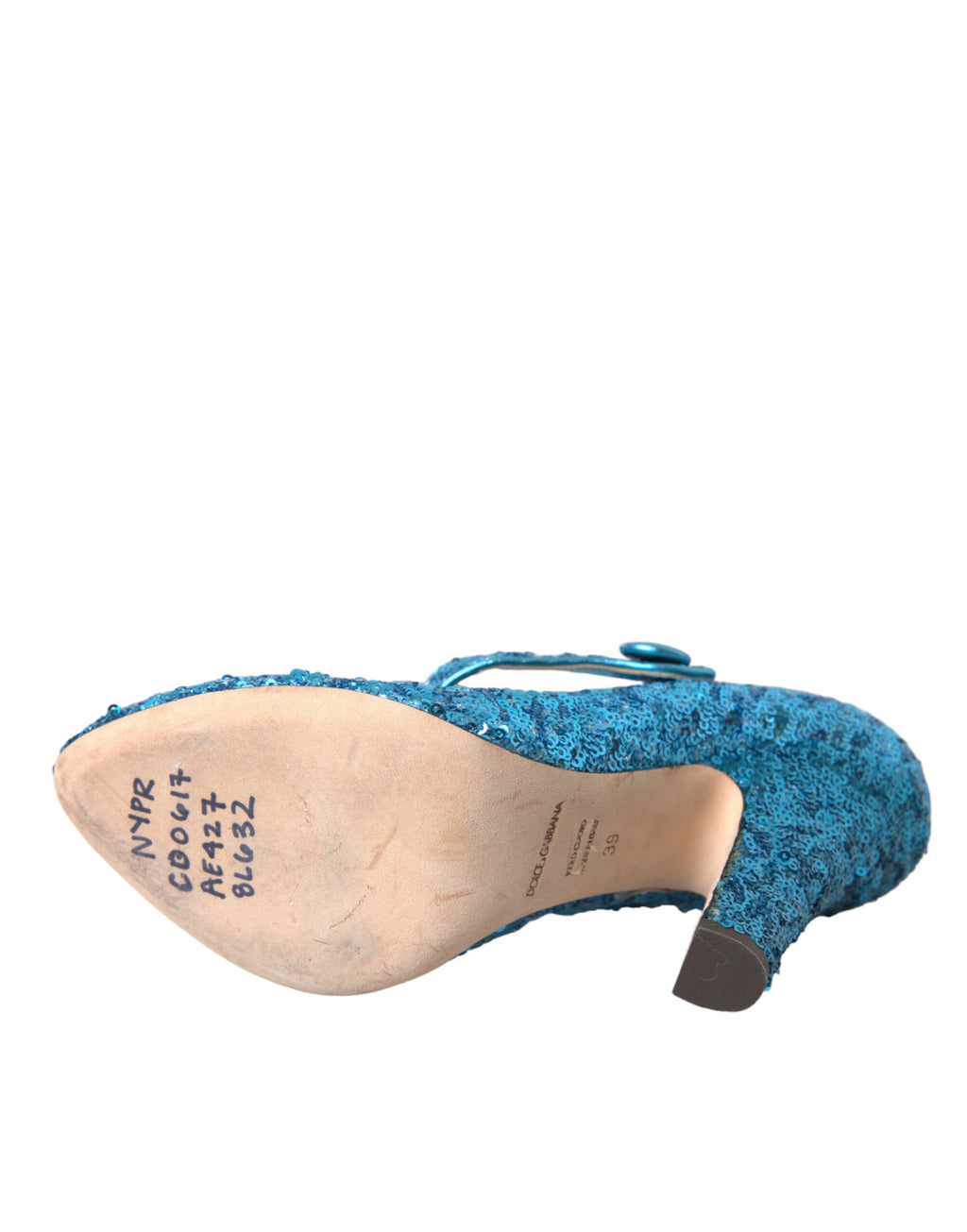 Escarpins Mary Jane à paillettes bleues Dolce &amp; Gabbana à talons hauts