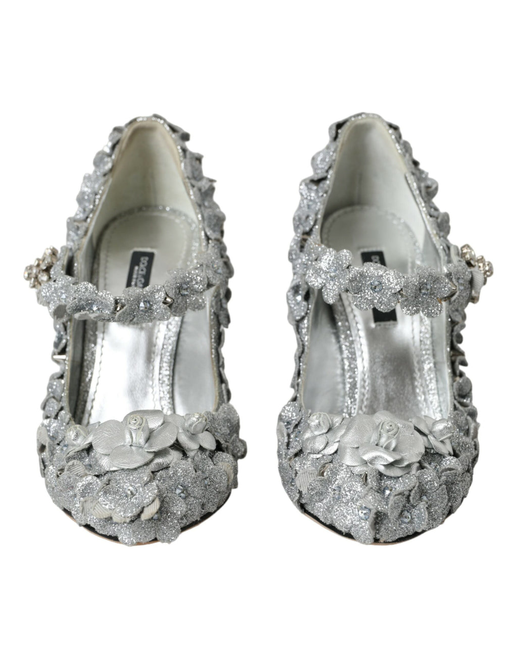 Escarpins Mary Jane Dolce &amp; Gabbana argentés à fleurs et cristaux