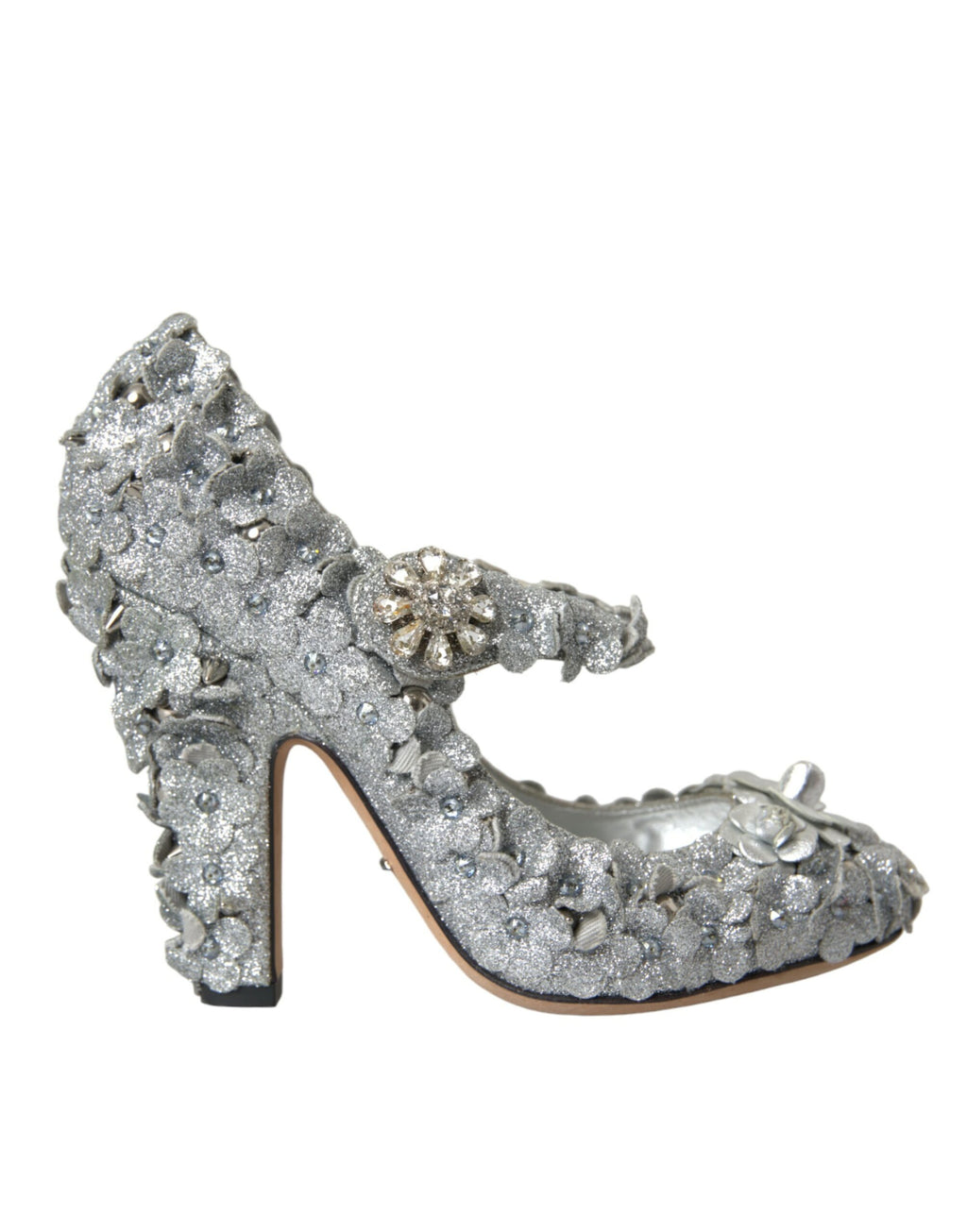 Escarpins Mary Jane Dolce &amp; Gabbana argentés à fleurs et cristaux