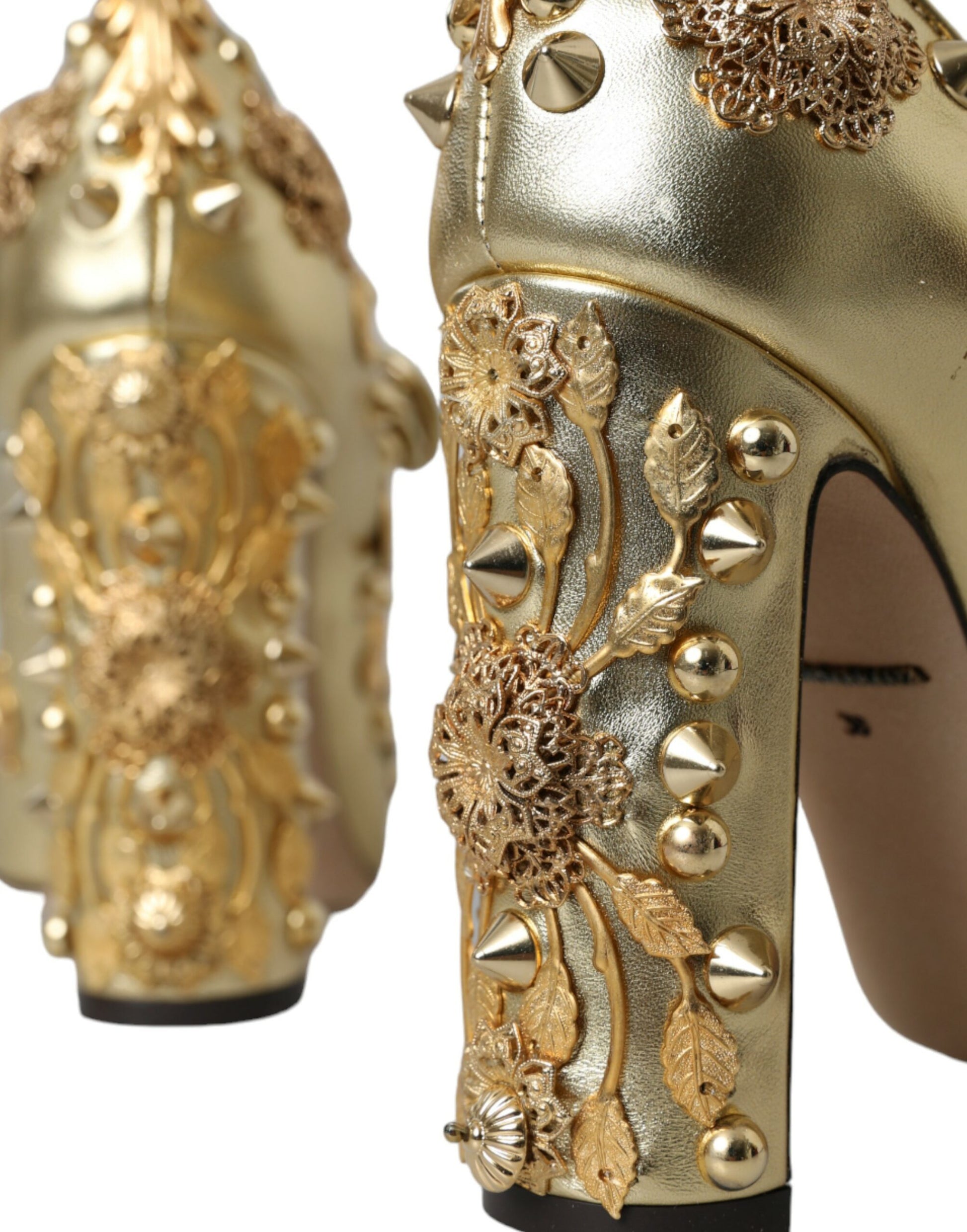 Escarpins Mary Jane en cuir doré et cristaux Dolce &amp; Gabbana