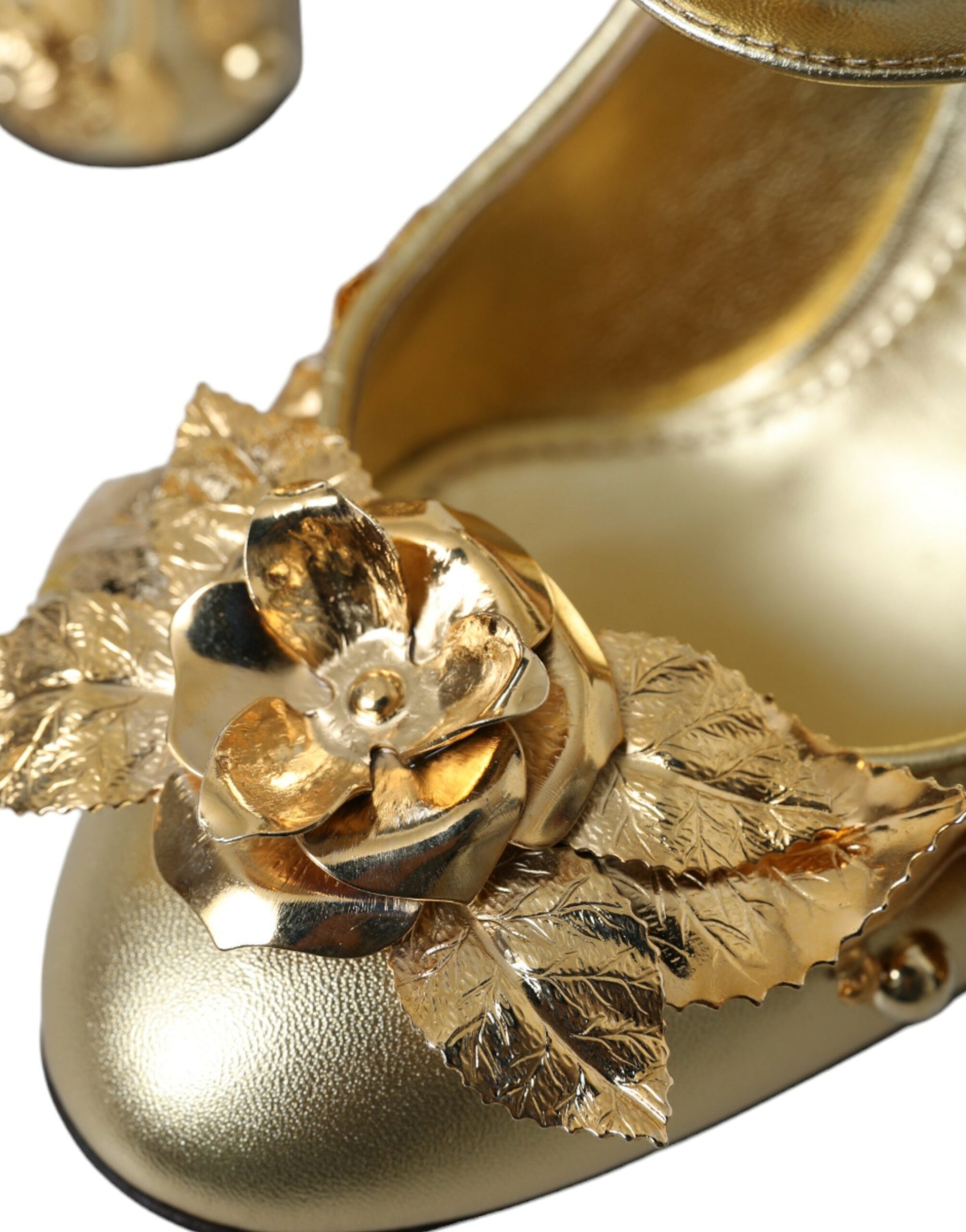 Escarpins Mary Jane en cuir doré et cristaux Dolce &amp; Gabbana