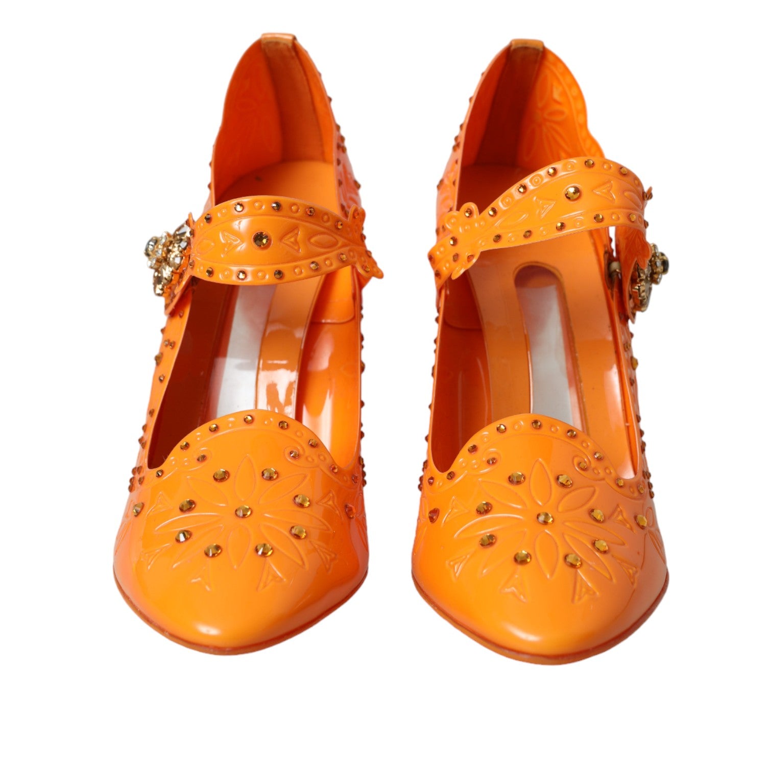 Escarpins Dolce &amp; Gabbana orange CINDERELLA à fleurs et cristaux