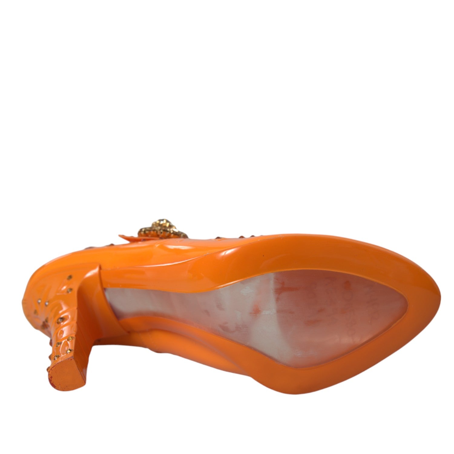 Escarpins Dolce &amp; Gabbana orange CINDERELLA à fleurs et cristaux