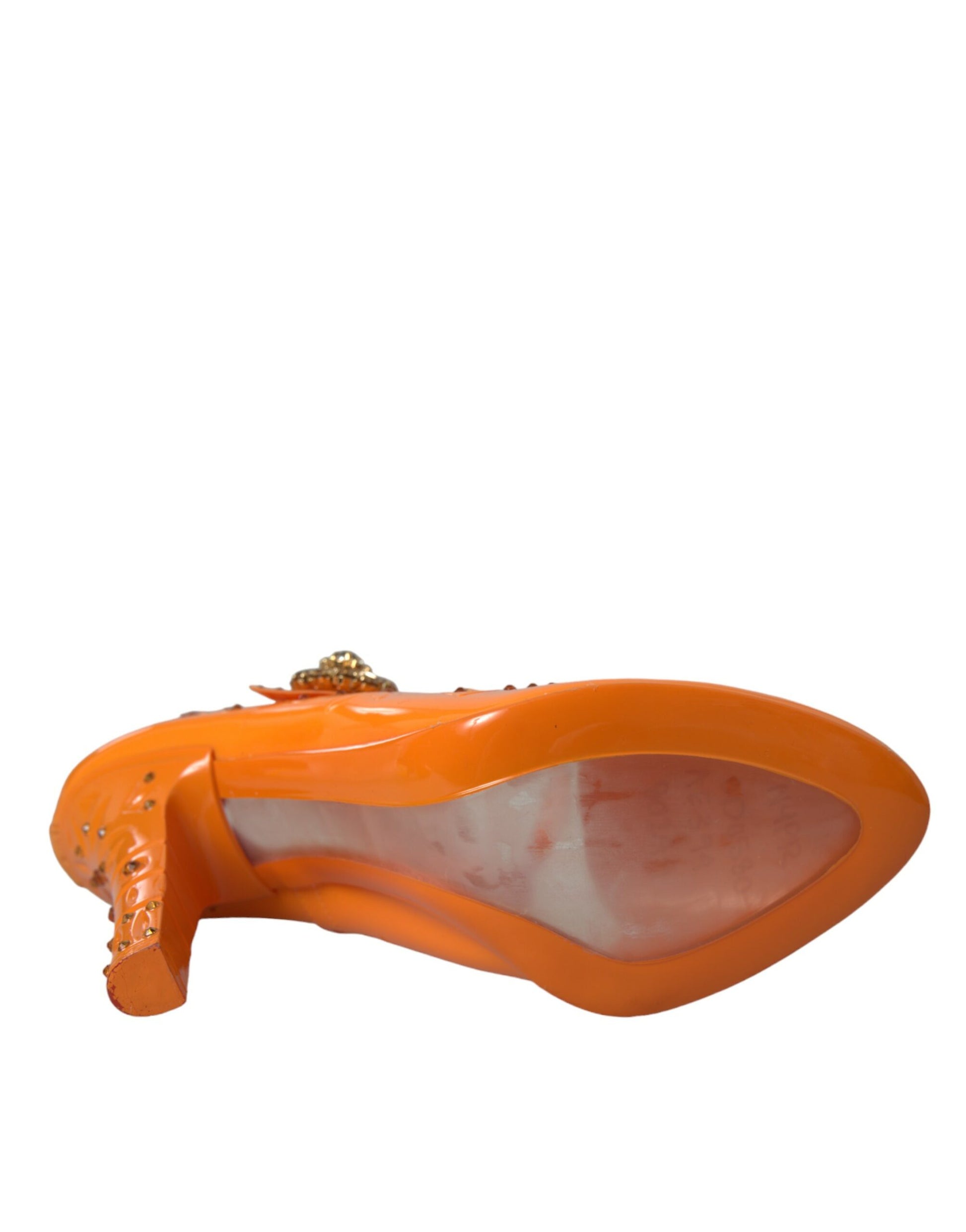 Escarpins Dolce &amp; Gabbana orange CINDERELLA à fleurs et cristaux