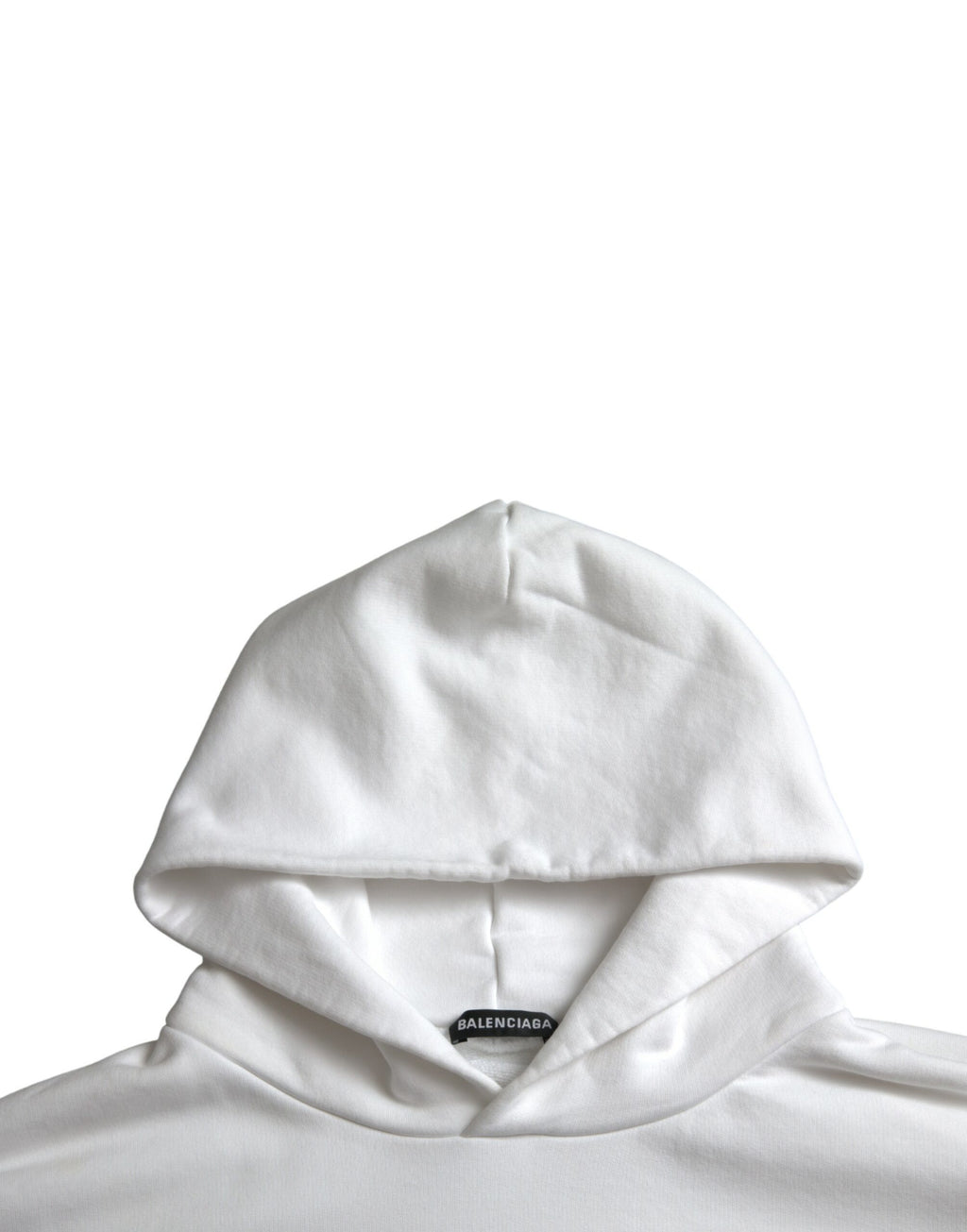 Pull-over à capuche en coton blanc avec logo Balenciaga