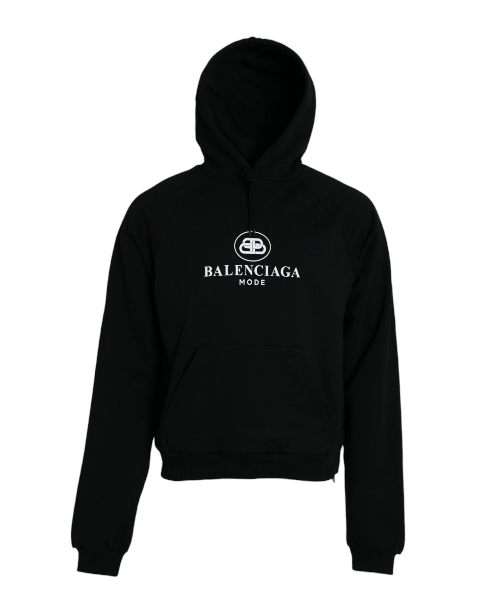 Pull-over à capuche en coton noir avec logo Balenciaga