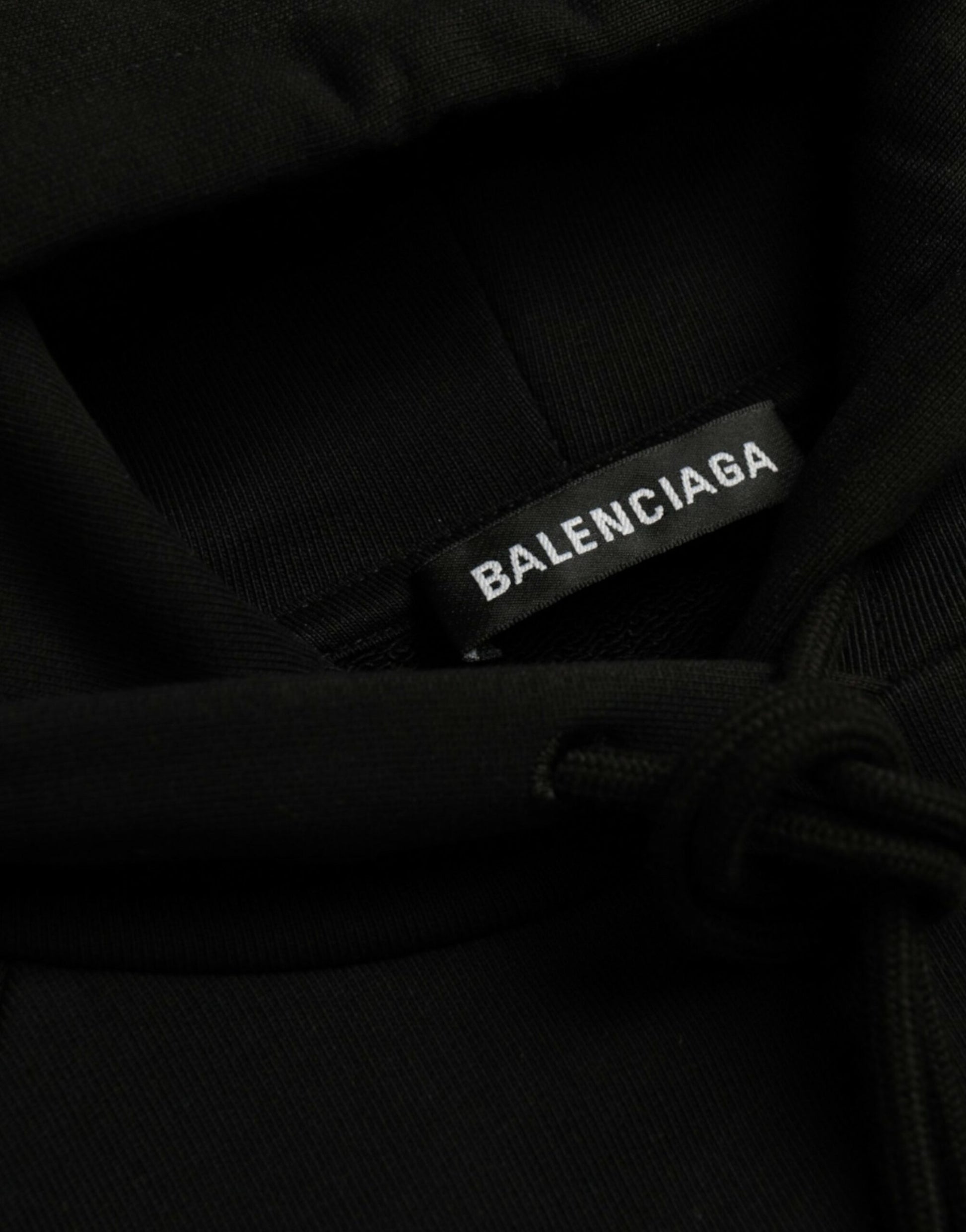 Pull-over à capuche en coton noir avec logo Balenciaga