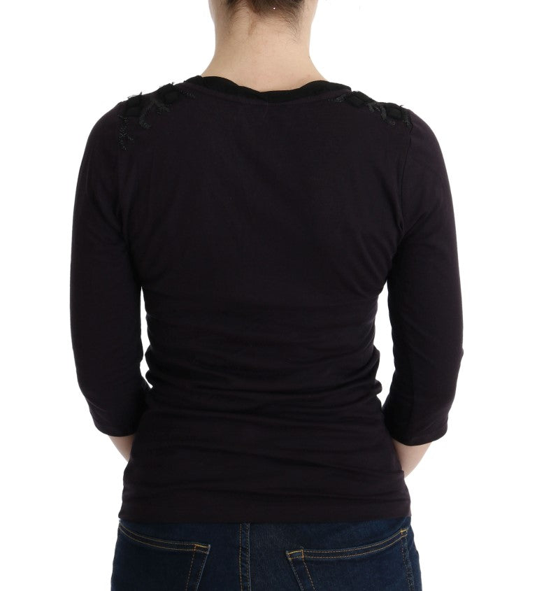 T-shirt en coton violet à col en V Costume National