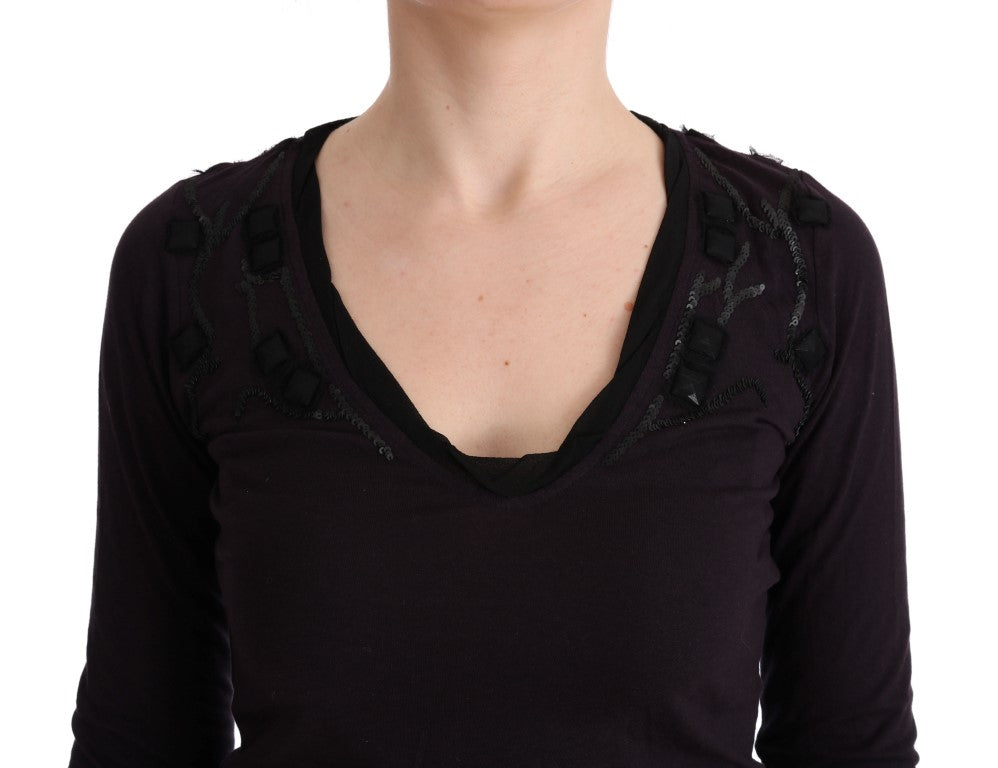 T-shirt en coton violet à col en V Costume National