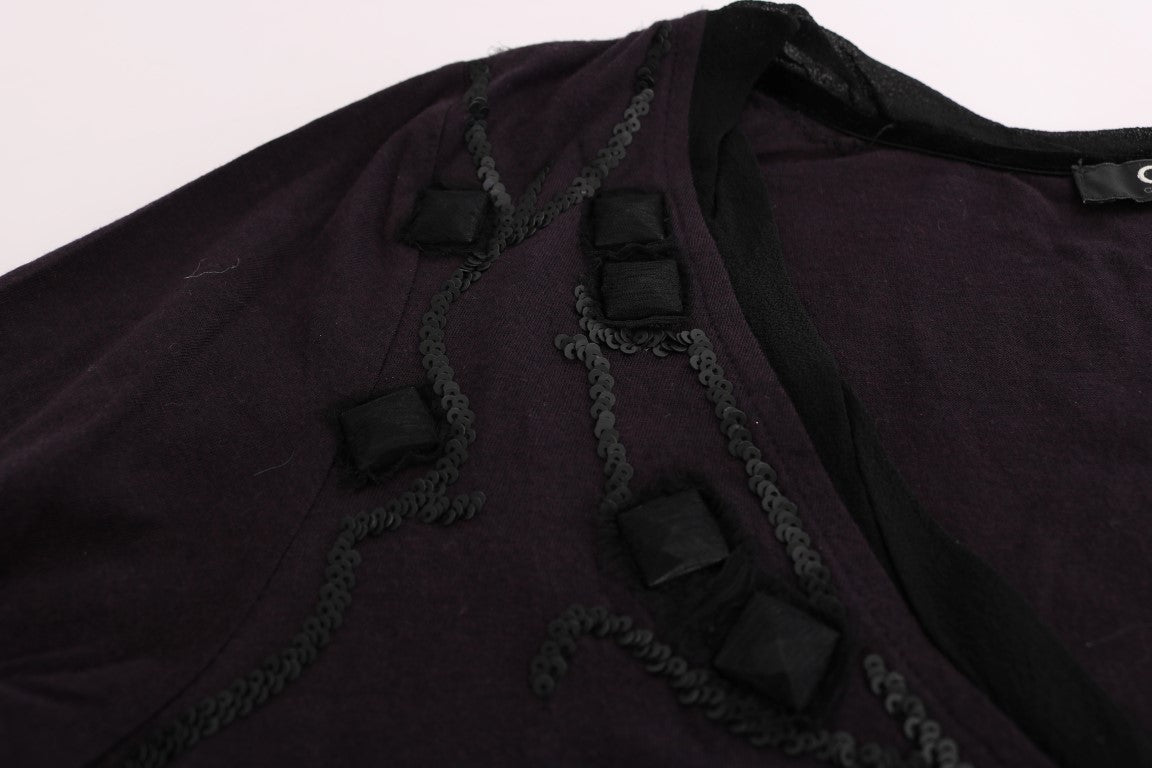 T-shirt en coton violet à col en V Costume National