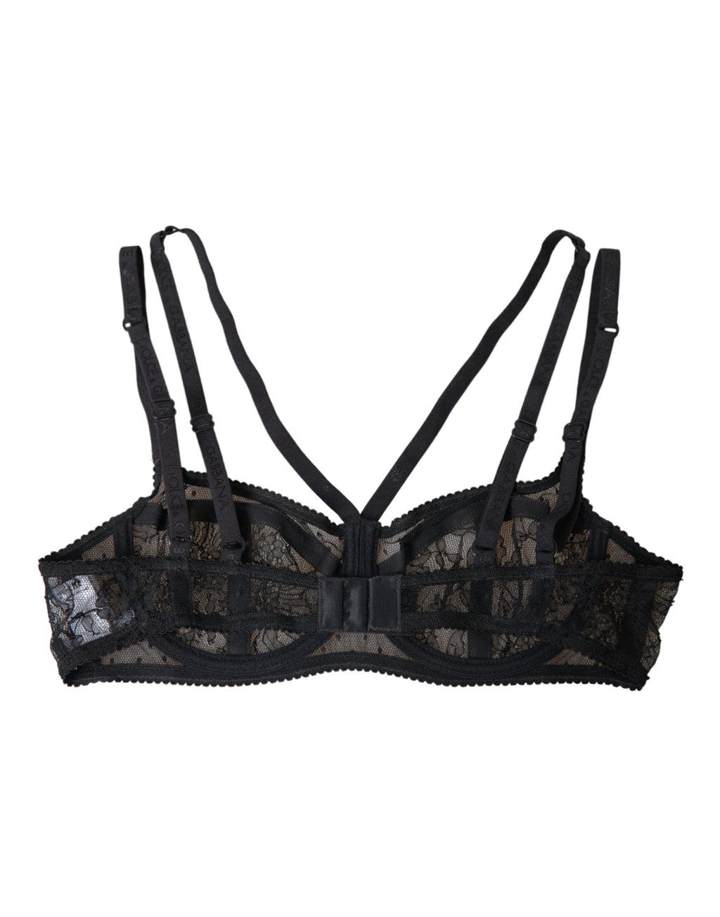 Soutien-gorge balconnet en nylon et dentelle florale noire Dolce &amp; Gabbana