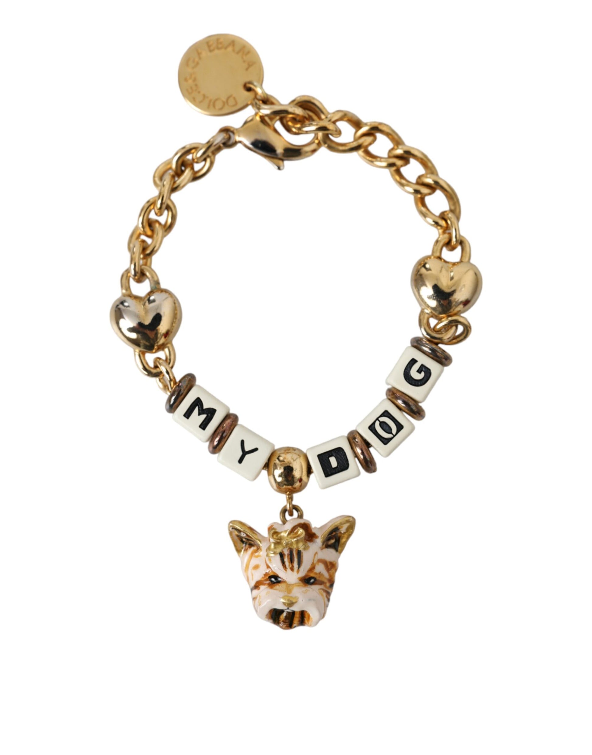 Bracelet Dolce &amp; Gabbana en laiton doré avec chaîne MY DOG Heart