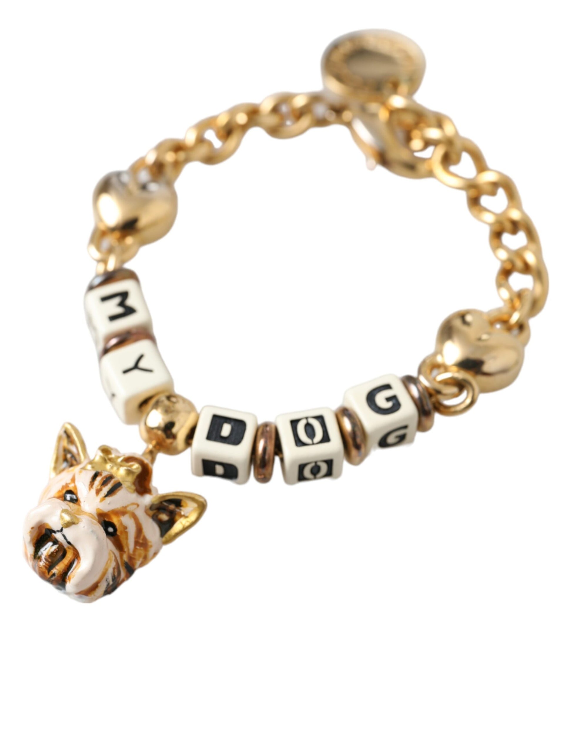 Bracelet Dolce &amp; Gabbana en laiton doré avec chaîne MY DOG Heart