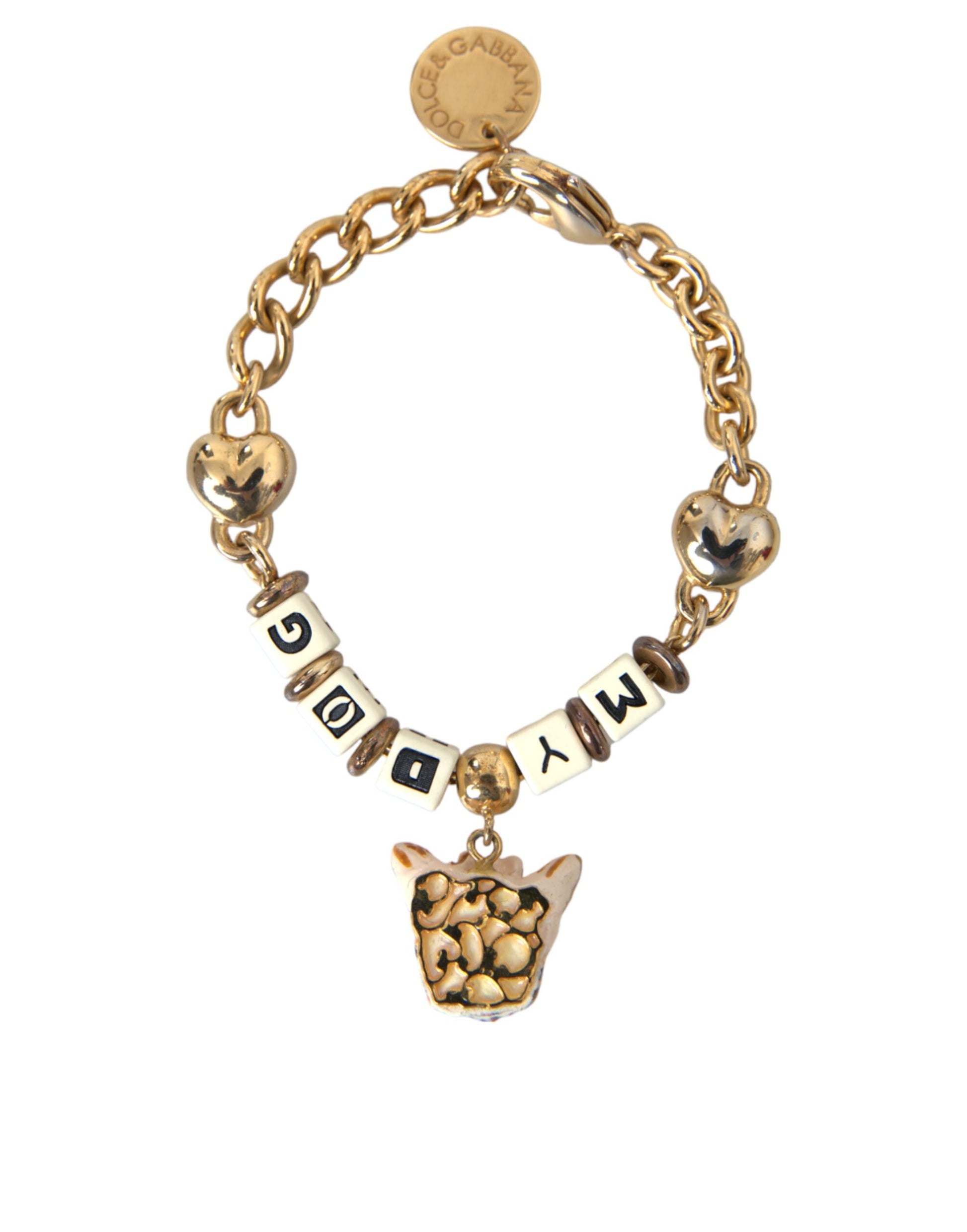 Bracelet Dolce &amp; Gabbana en laiton doré avec chaîne MY DOG Heart
