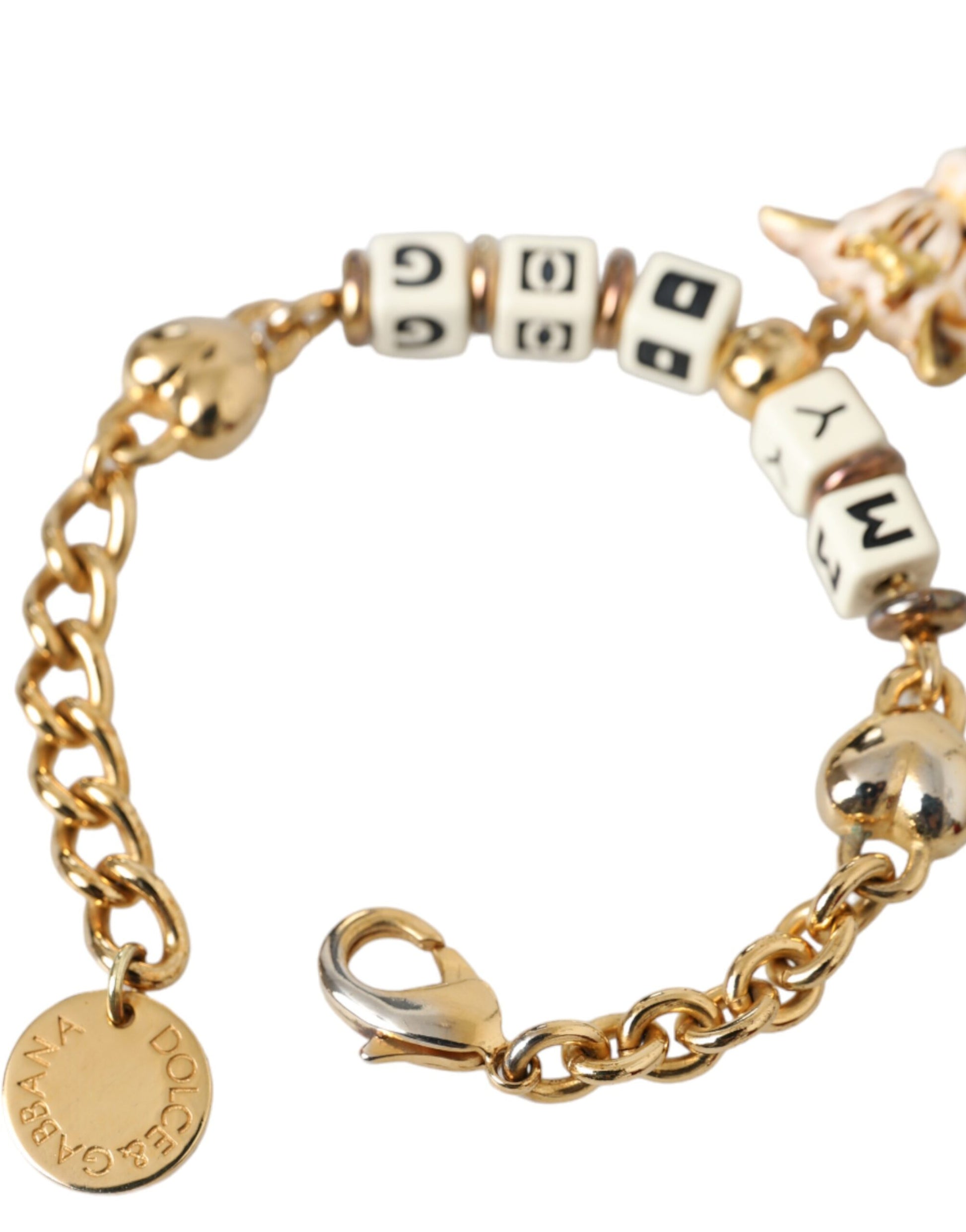 Bracelet Dolce &amp; Gabbana en laiton doré avec chaîne MY DOG Heart