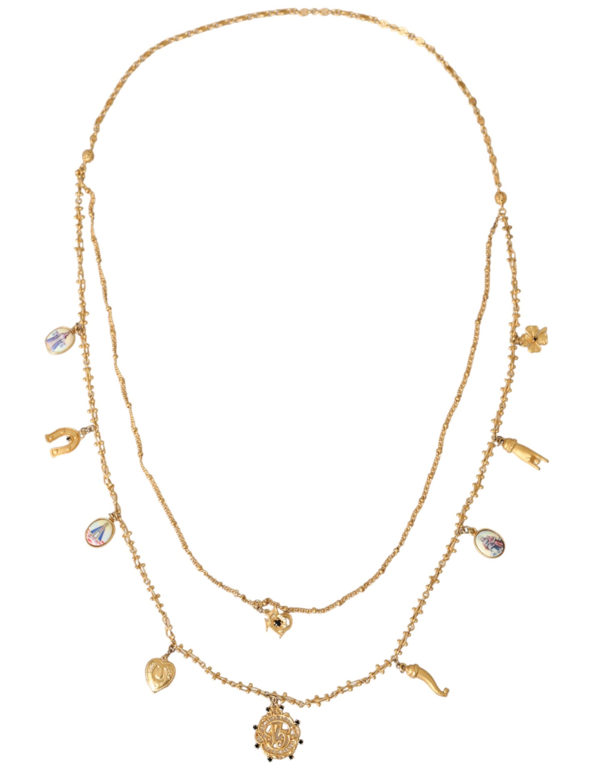 Collier Dolce &amp; Gabbana avec chaîne dorée et breloque en laiton Sicily