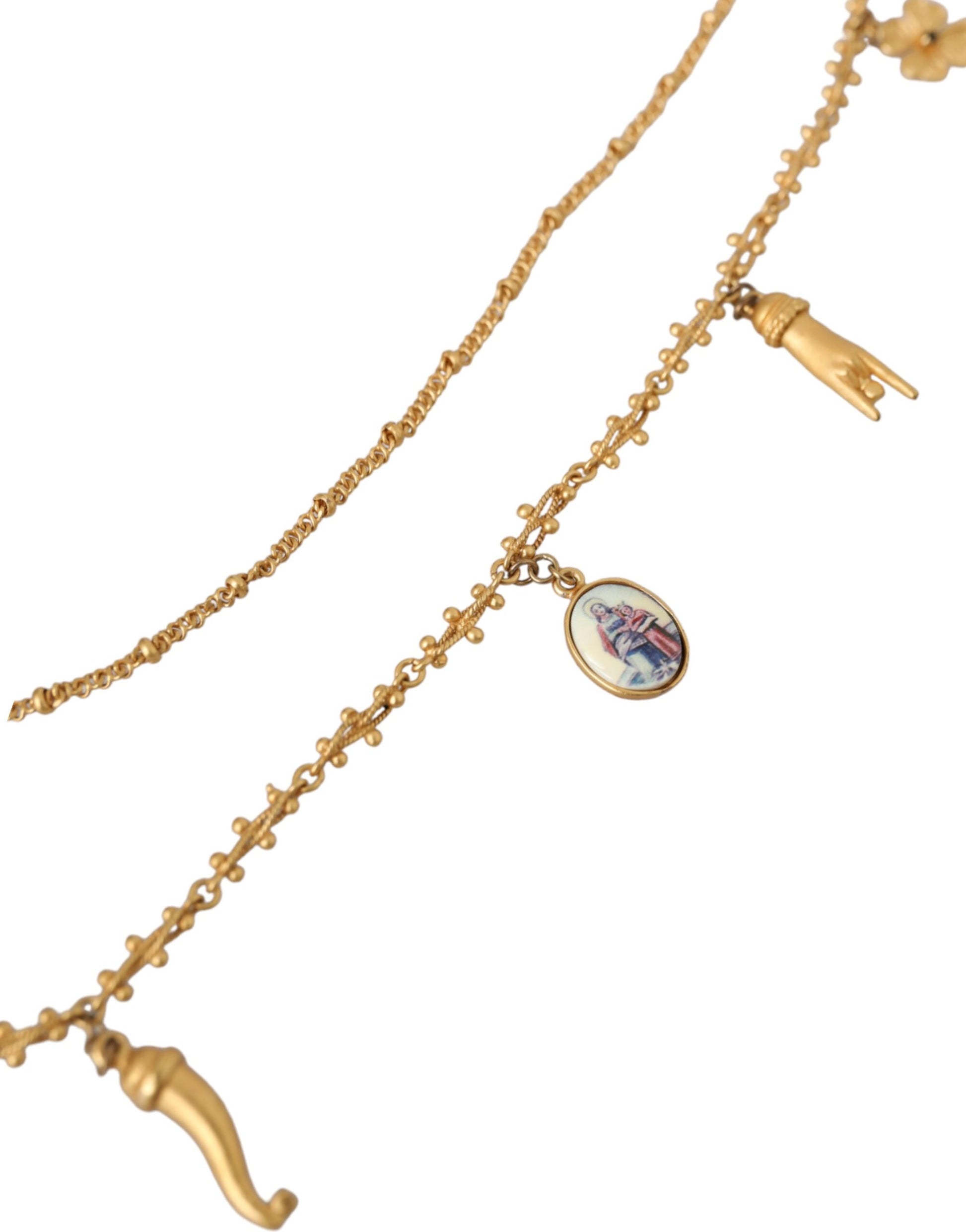 Collier Dolce &amp; Gabbana avec chaîne dorée et breloque en laiton Sicily