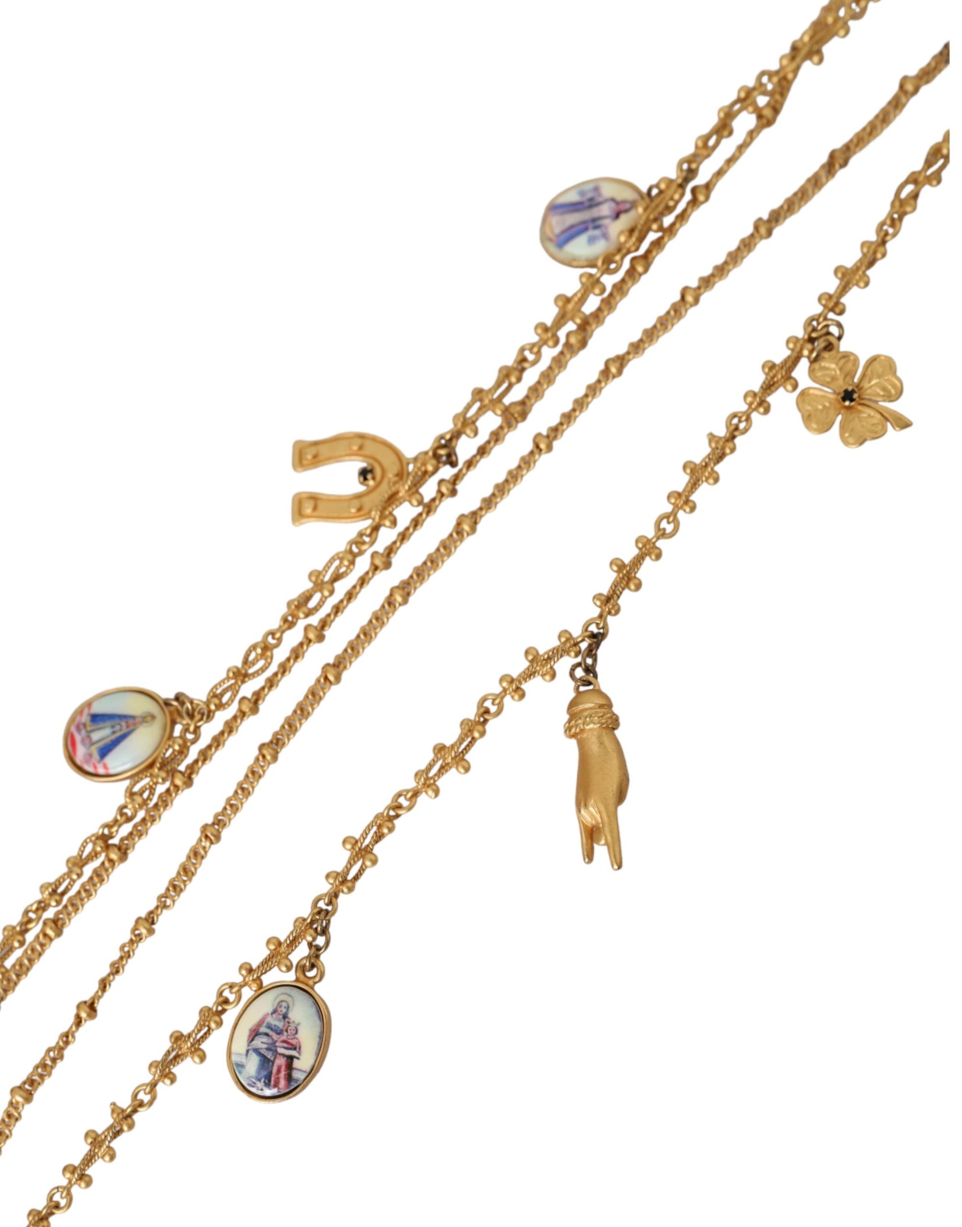 Collier Dolce &amp; Gabbana avec chaîne dorée et breloque en laiton Sicily