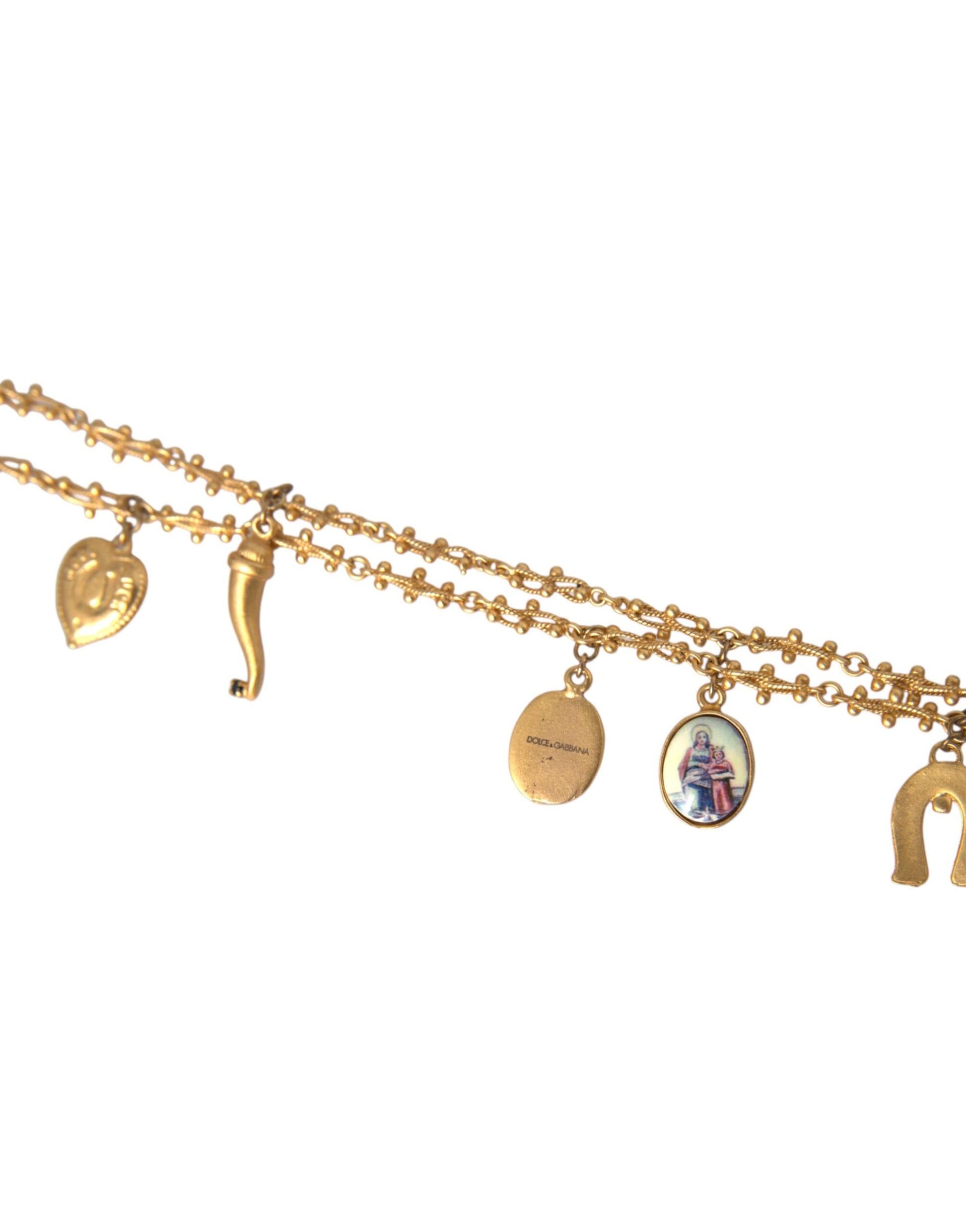 Collier Dolce &amp; Gabbana avec chaîne dorée et breloque en laiton Sicily