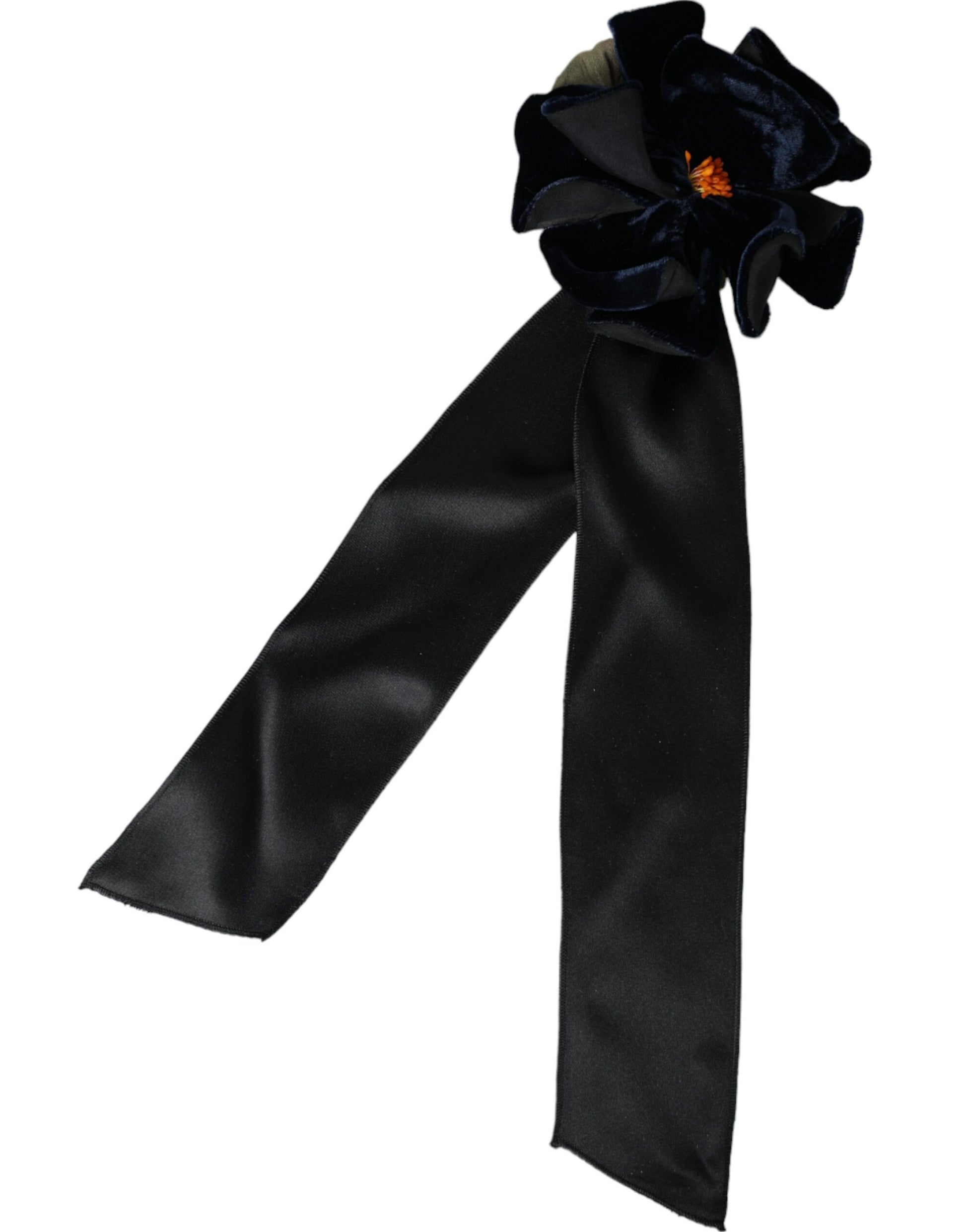 Broche à cheveux florale en soie noire et laiton doré Dolce &amp; Gabbana