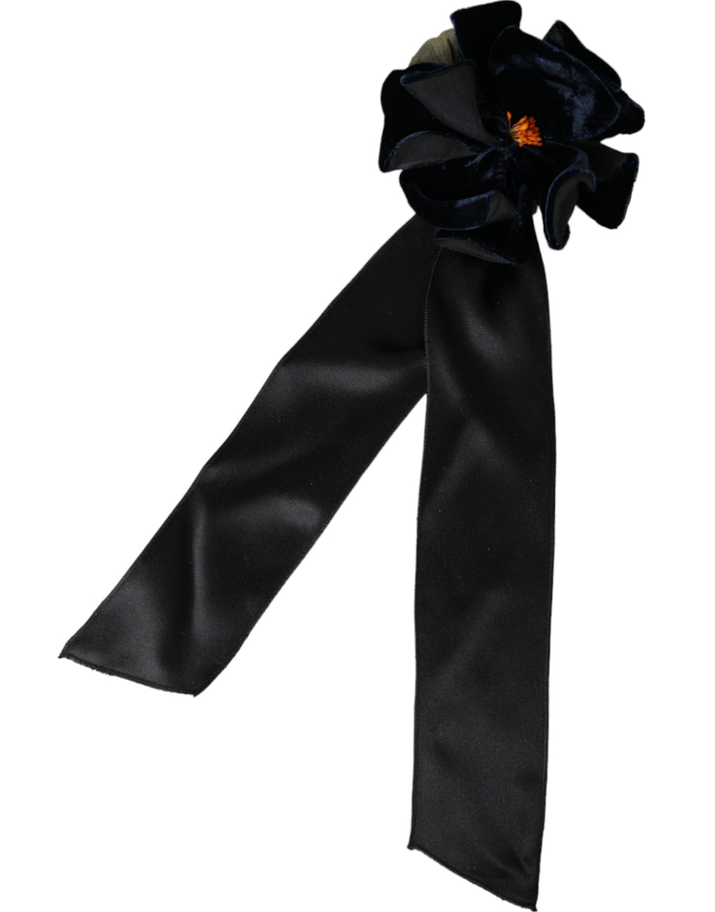 Broche à cheveux florale en soie noire et laiton doré Dolce &amp; Gabbana