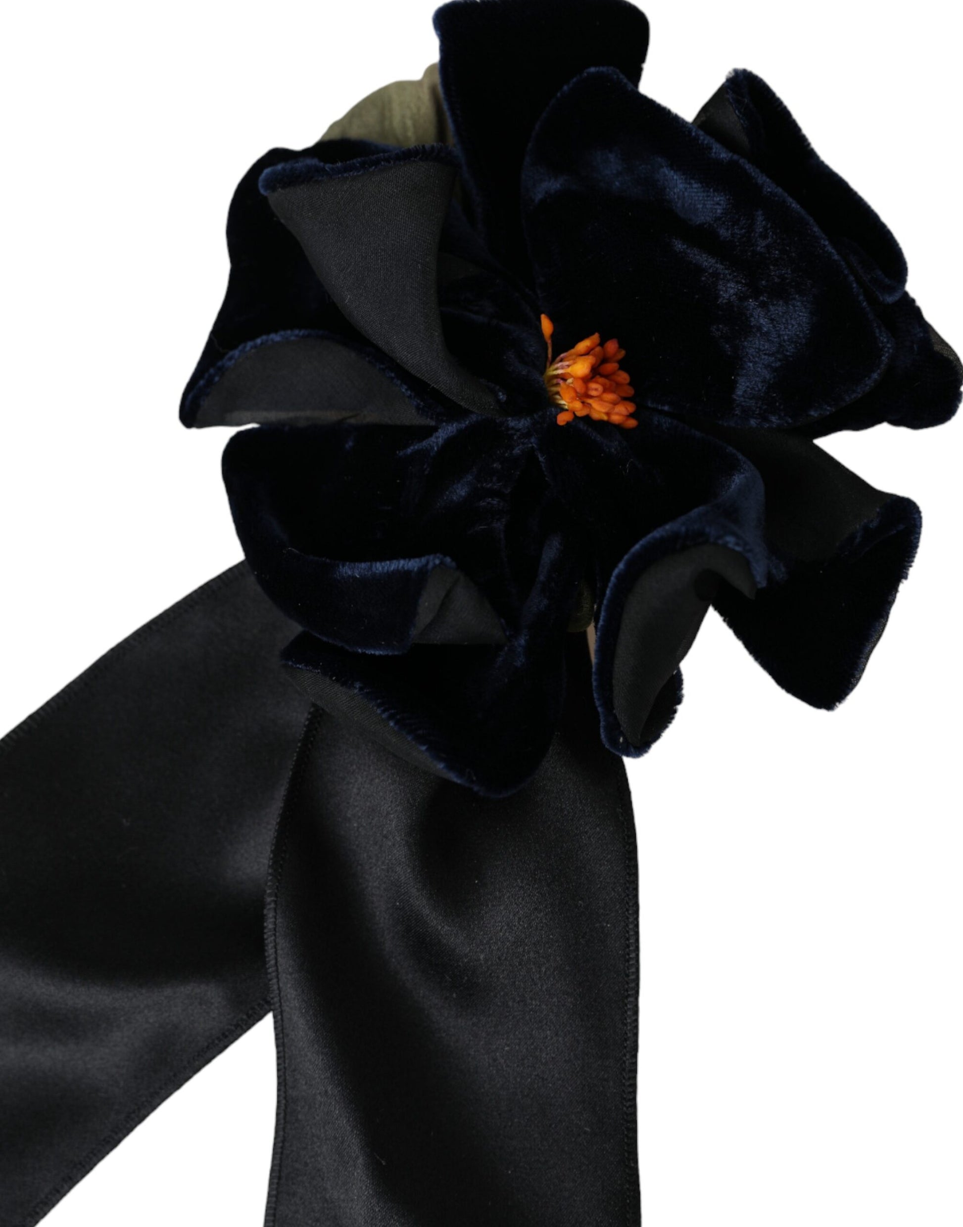 Broche à cheveux florale en soie noire et laiton doré Dolce &amp; Gabbana
