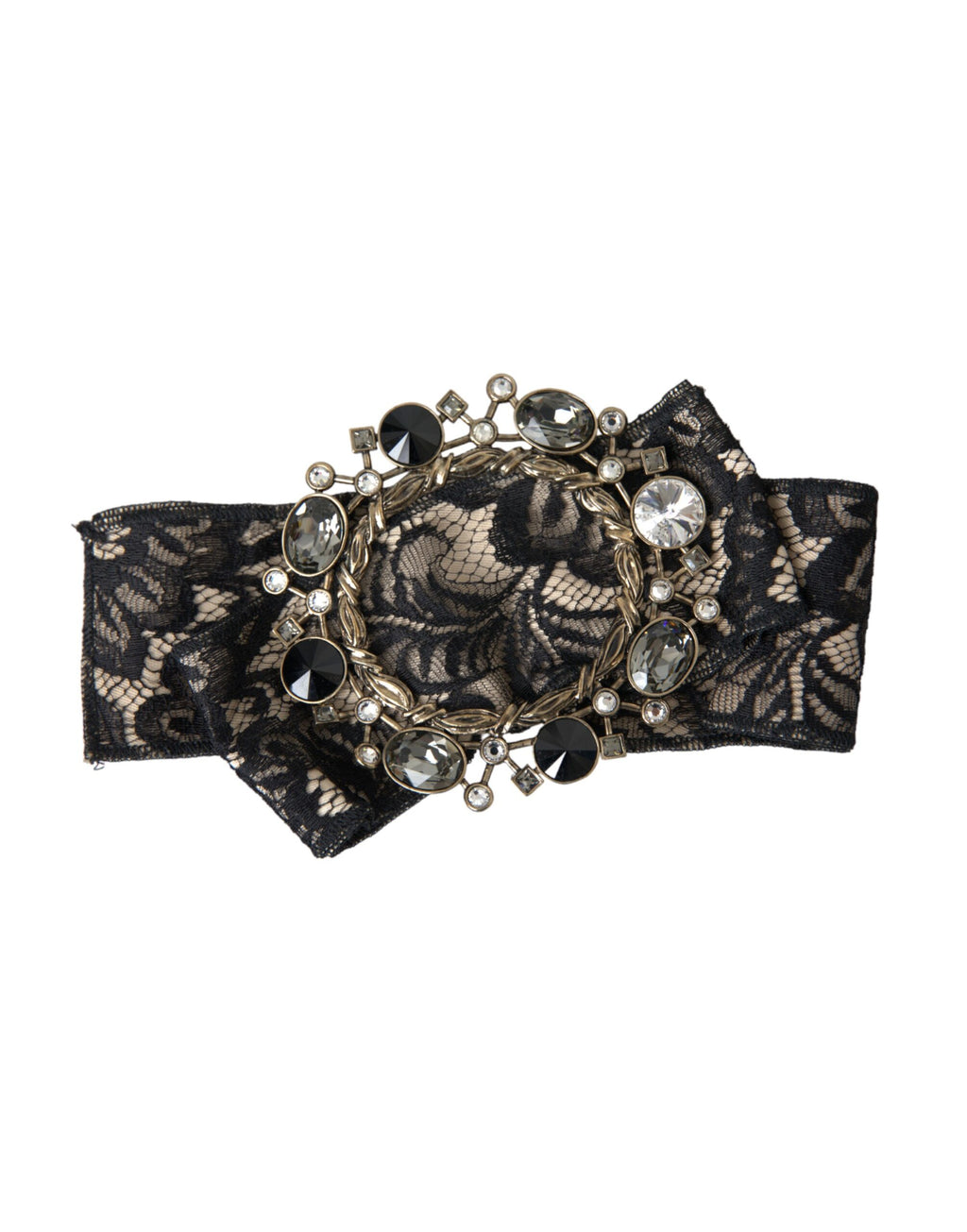 Épingle à cheveux Dolce &amp; Gabbana en dentelle noire et cristal faite à la main
