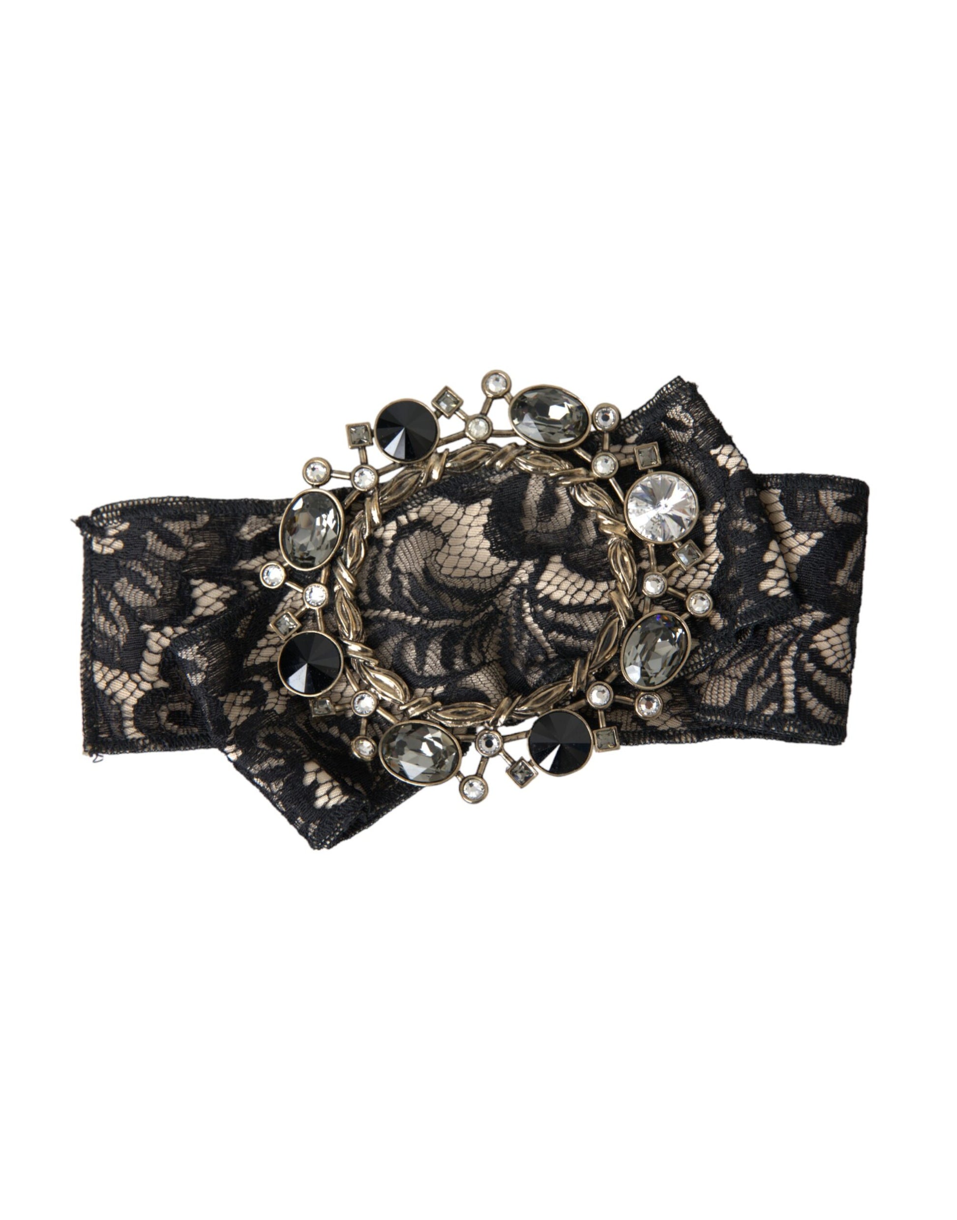 Épingle à cheveux Dolce &amp; Gabbana en dentelle noire et cristal faite à la main