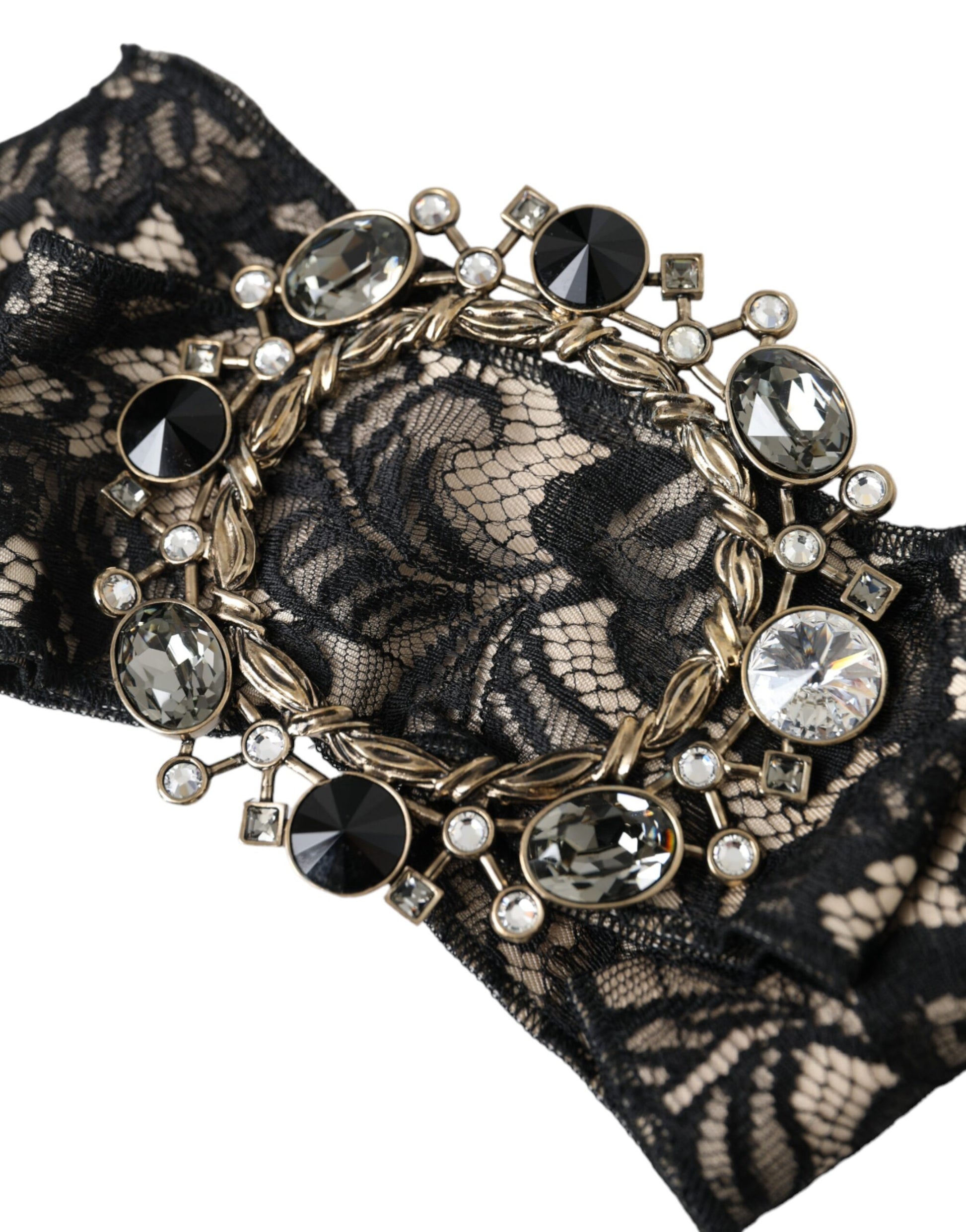 Épingle à cheveux Dolce &amp; Gabbana en dentelle noire et cristal faite à la main