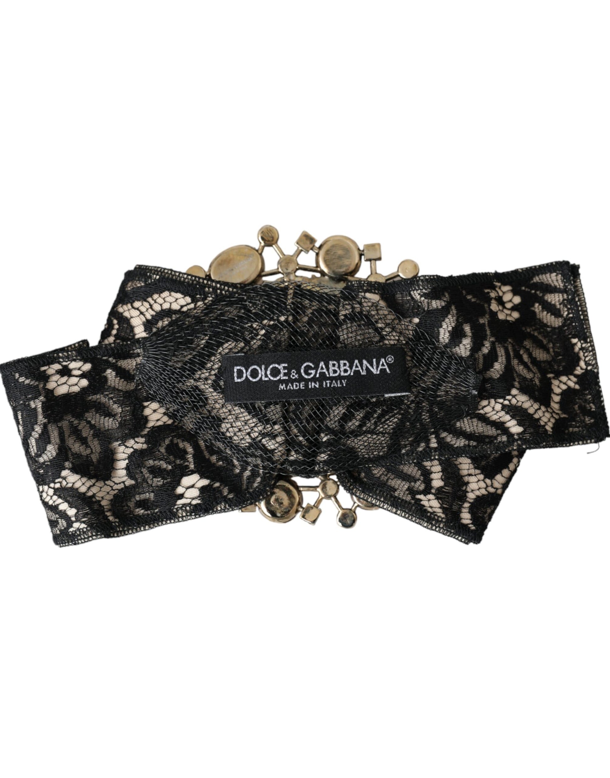 Épingle à cheveux Dolce &amp; Gabbana en dentelle noire et cristal faite à la main