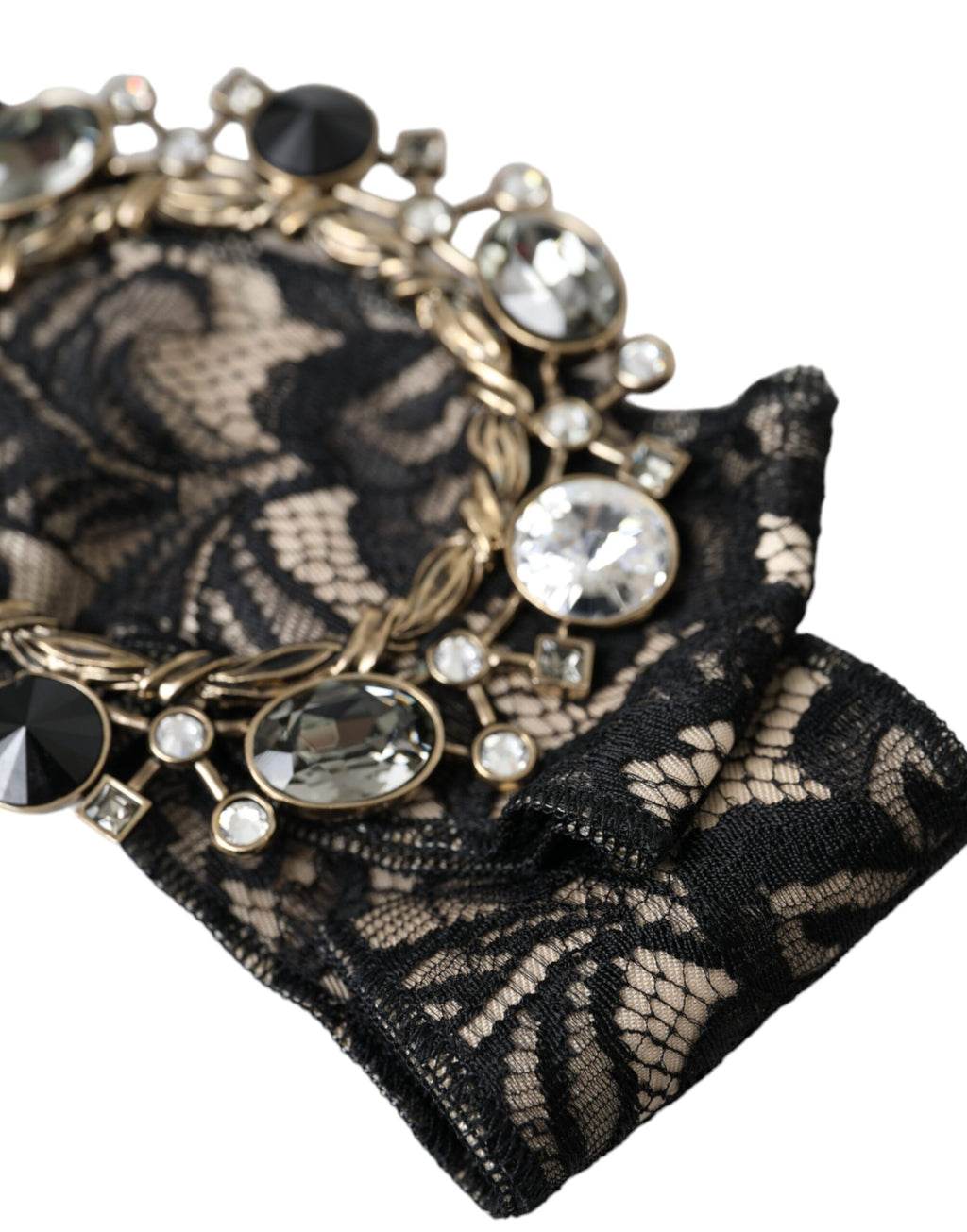 Épingle à cheveux Dolce &amp; Gabbana en dentelle noire et cristal faite à la main