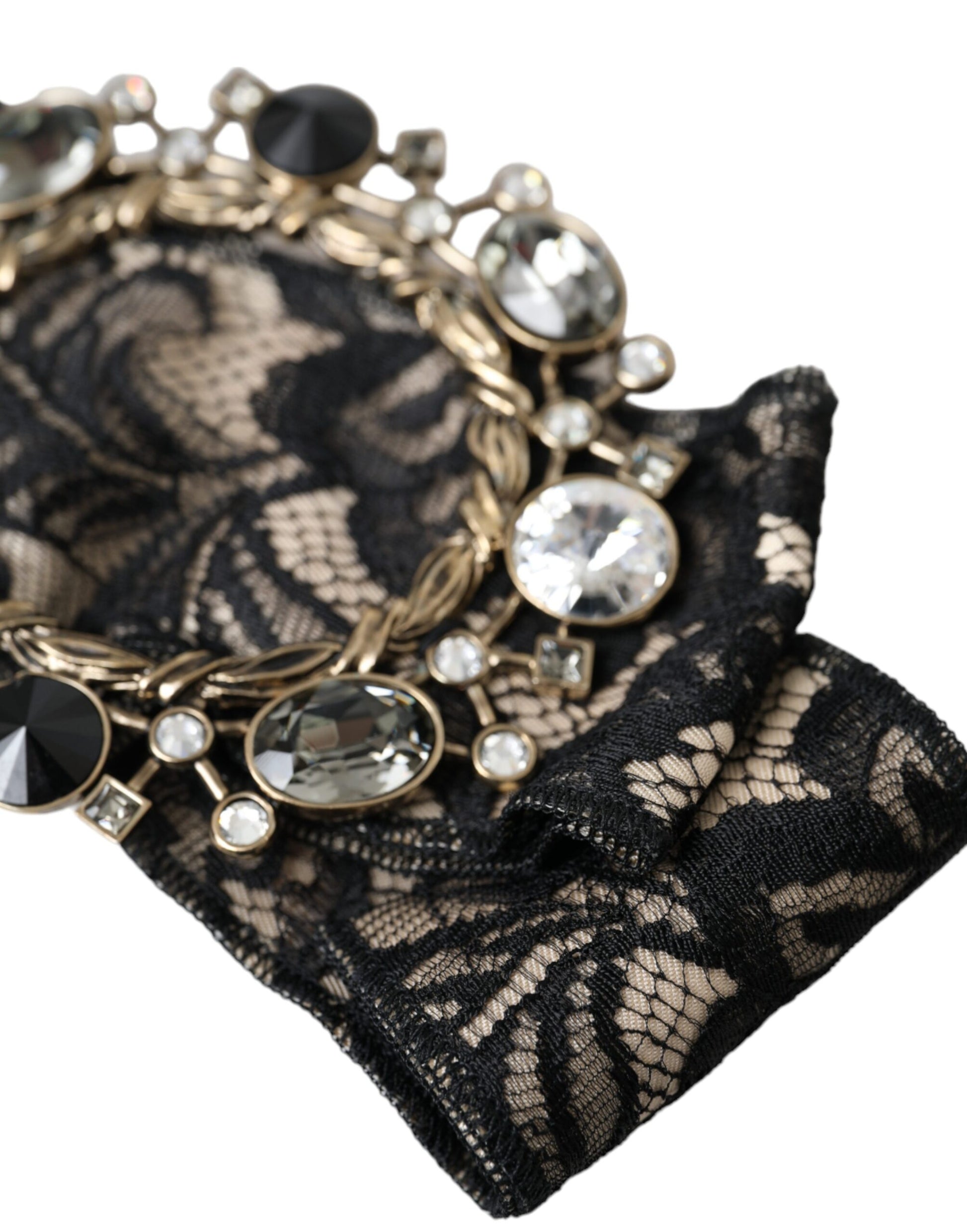 Épingle à cheveux Dolce &amp; Gabbana en dentelle noire et cristal faite à la main